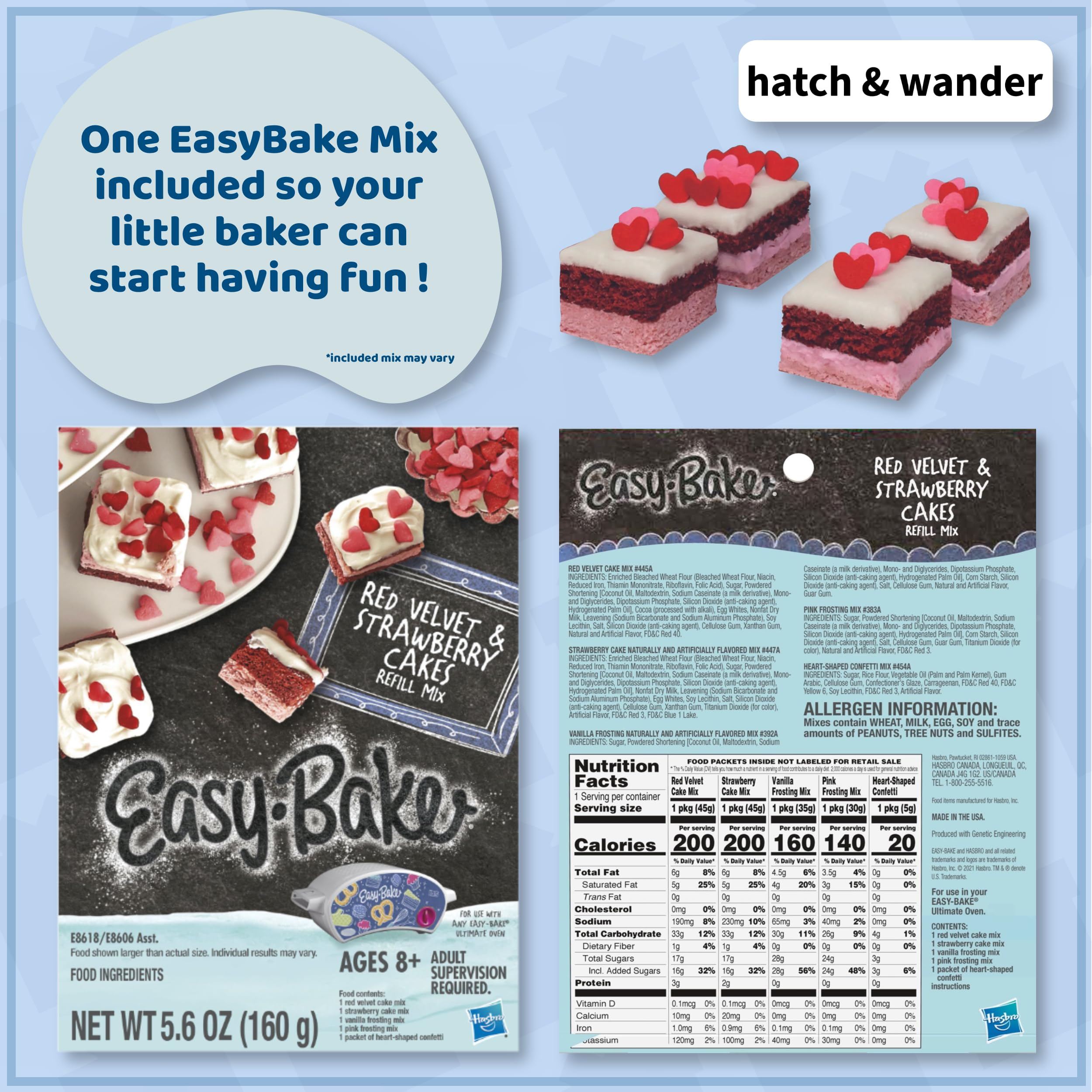 Easy Bake Oven Kit for Kids with Apron, Chef Hat & 4 Baking Pans | 3 Cute Design Options | Includes Oven Mix (Variety May Vary) | Perfect for Birthday Gifts, Baking Parties & STEM Learning Activities