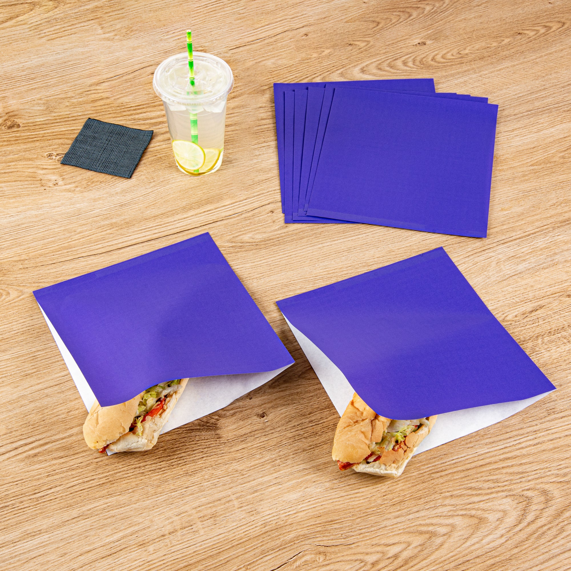 Premium Purple Greaseproof Paper Bags - Large Double Open Design (10