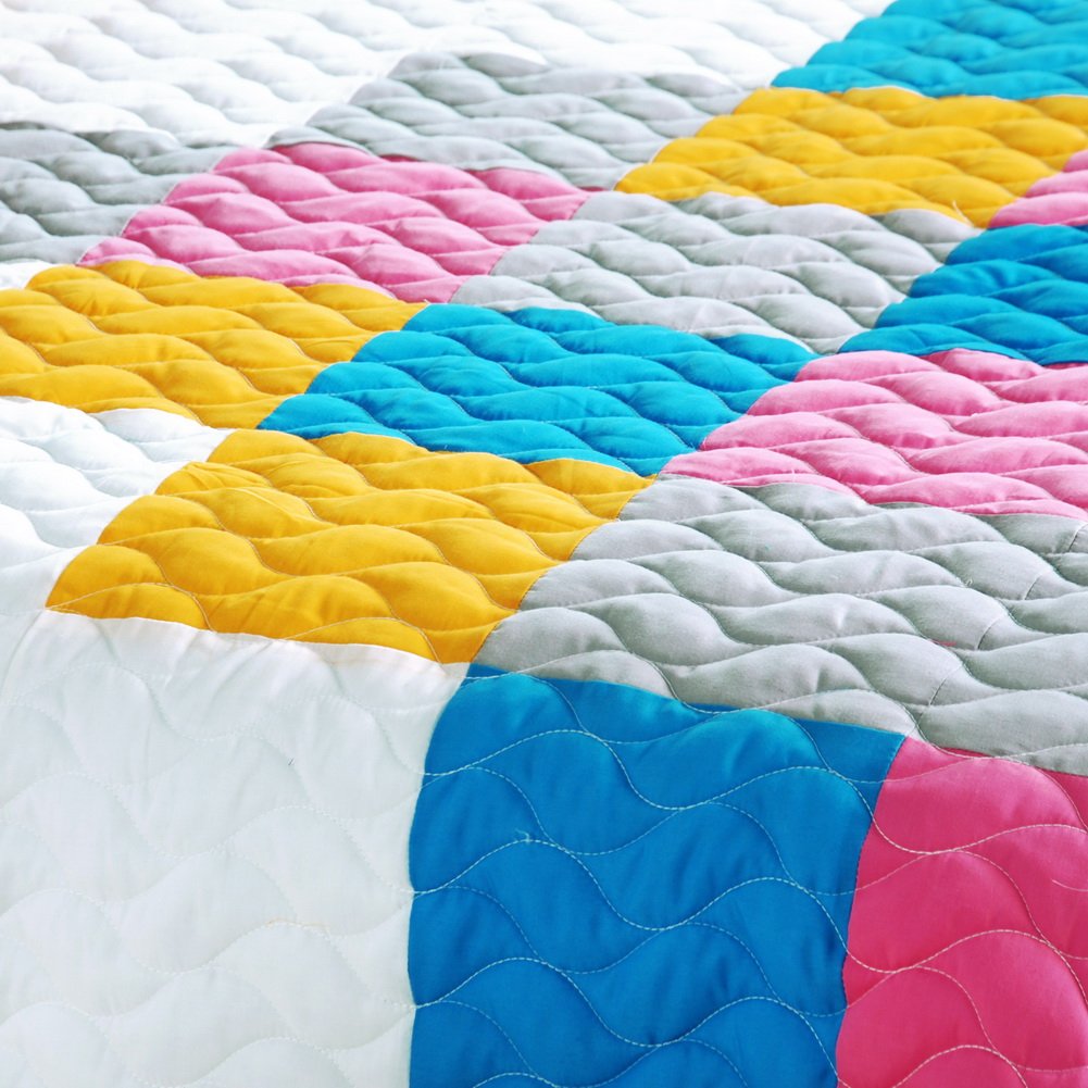 Pure Heaven 3-Piece Vermicelli-Quilted Patchwork Quilt Set - Full/Queen Size Bedding | Cozy & Stylish for Master Bedroom, Guest Room & Dorm Decor