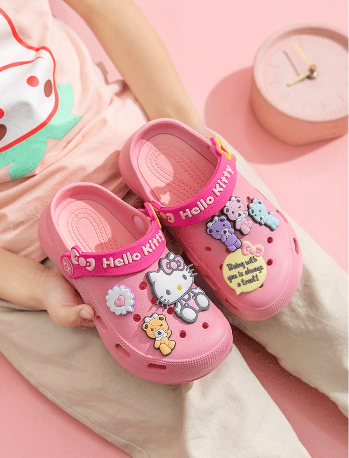 Hello Kitty Bear Clogs Slip-On Water Shoes for Girls, Toddlers & Kids - Comfortable Summer Sandals for Beach, Pool & Outdoor Play
