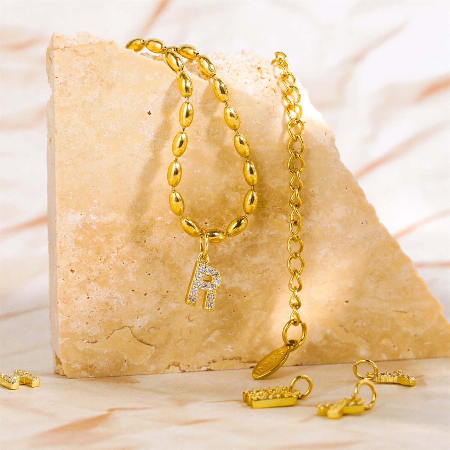 14K Gold Alphabet Charm Pendant Necklace - Personalized Initial Necklace for Women, Gift for Her | Perfect for Birthdays, Anniversaries & Everyday Wear (HSN701)