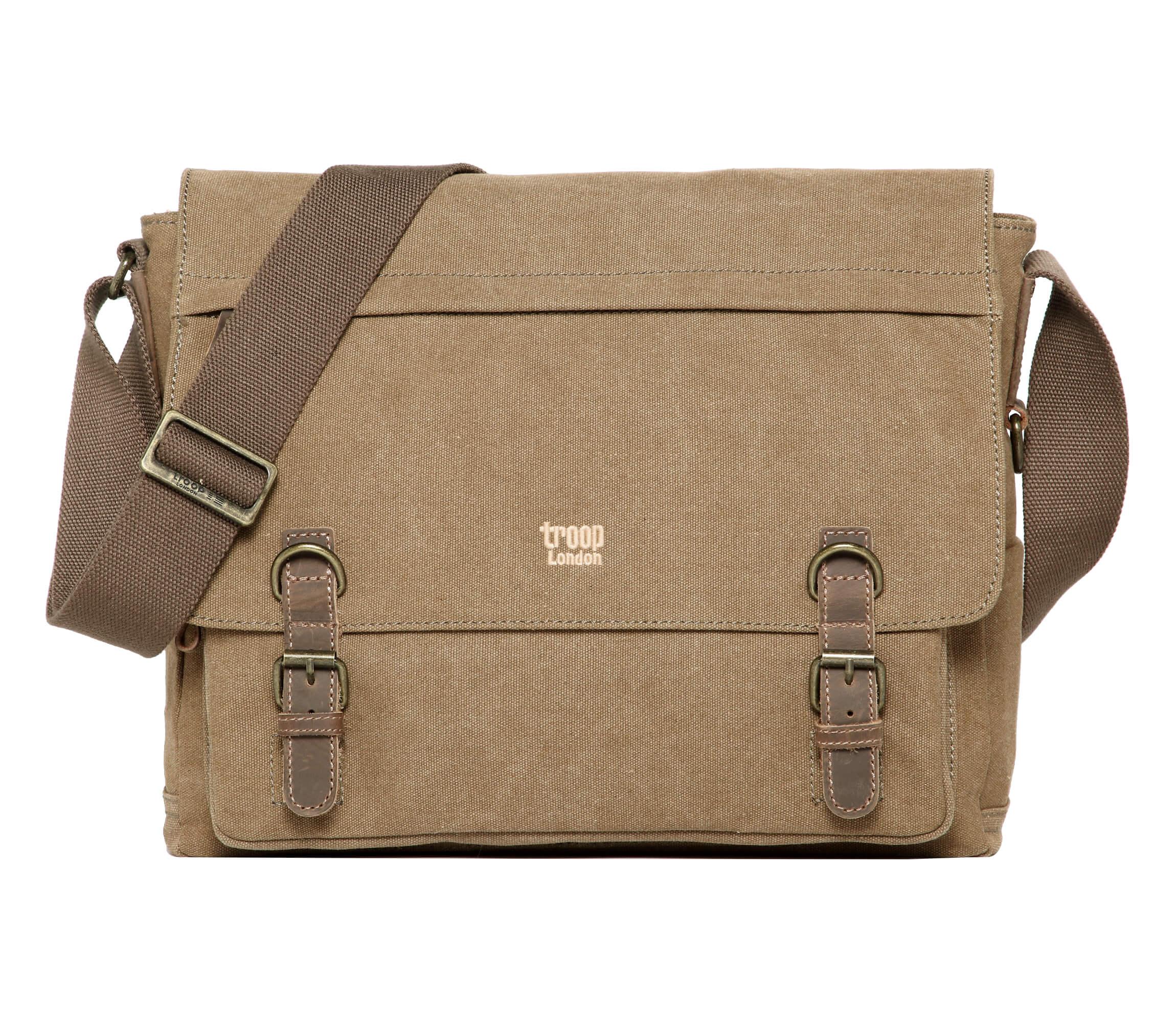 TRP0207 Troop London Classic Canvas Laptop Messenger Bag - Durable Water-Resistant Work & Travel Briefcase for Men & Women | Perfect for Office, Business Trips & Daily Commute