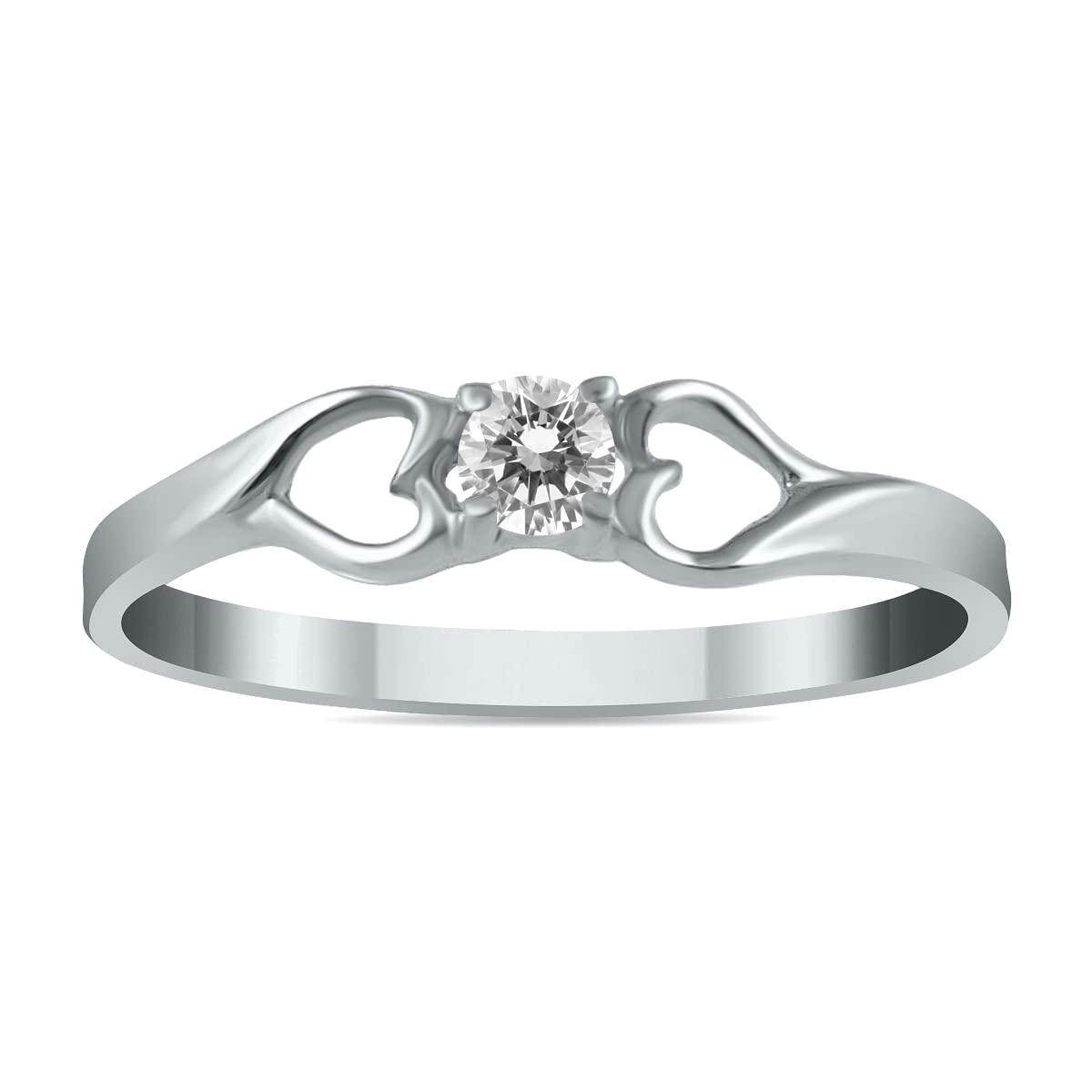 1/10 Carat TW AGS Certified Diamond Heart Promise Ring in 10K White Gold - Perfect for Anniversaries, Engagements & Romantic Gifts