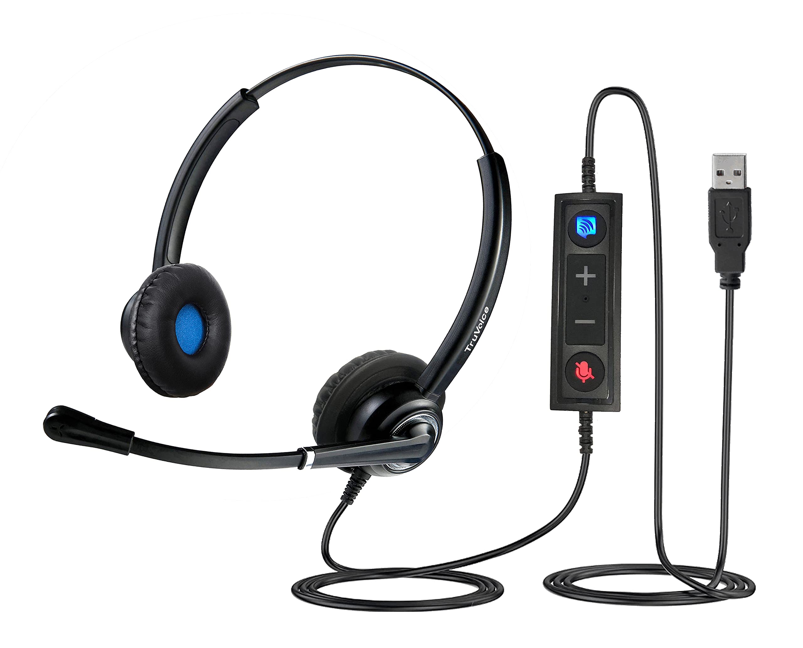 TruVoice Voicepro 20 USB Headset with 1080P Webcam Bundle - Noise Cancelling Double Ear Headphones & HD Webcam for PC, Laptop - Perfect for Remote Work, Online Meetings, Gaming & Video Calls