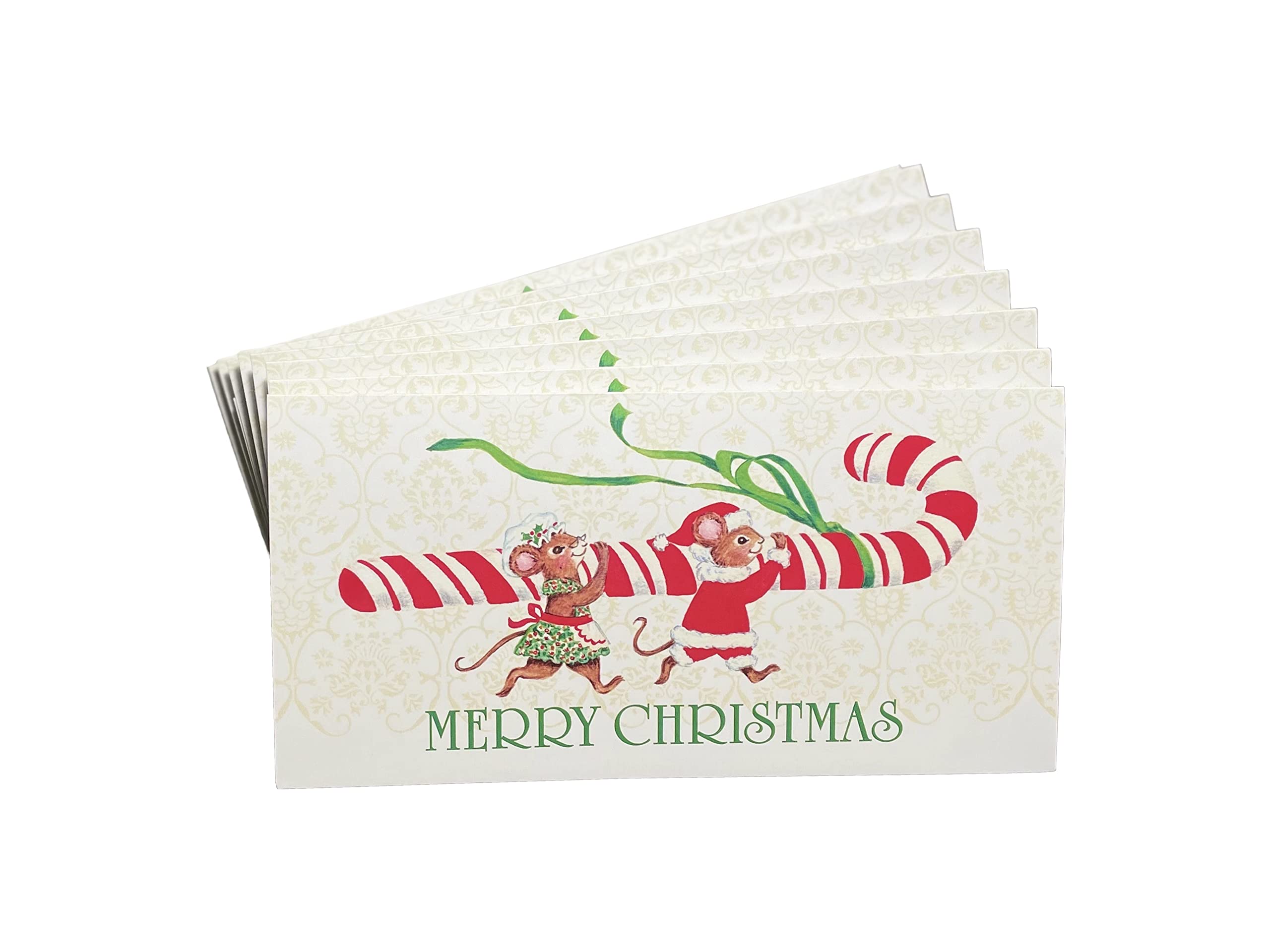 Fravessi Christmas Money Holder Envelopes (3.5x6.5 Inches) - 10 Pack with Cute Mice & Candy Cane Design - Perfect for Cash, Checks, Gift Cards - Great for Holiday Gifting, Stocking Stuffers & Office Party Favors