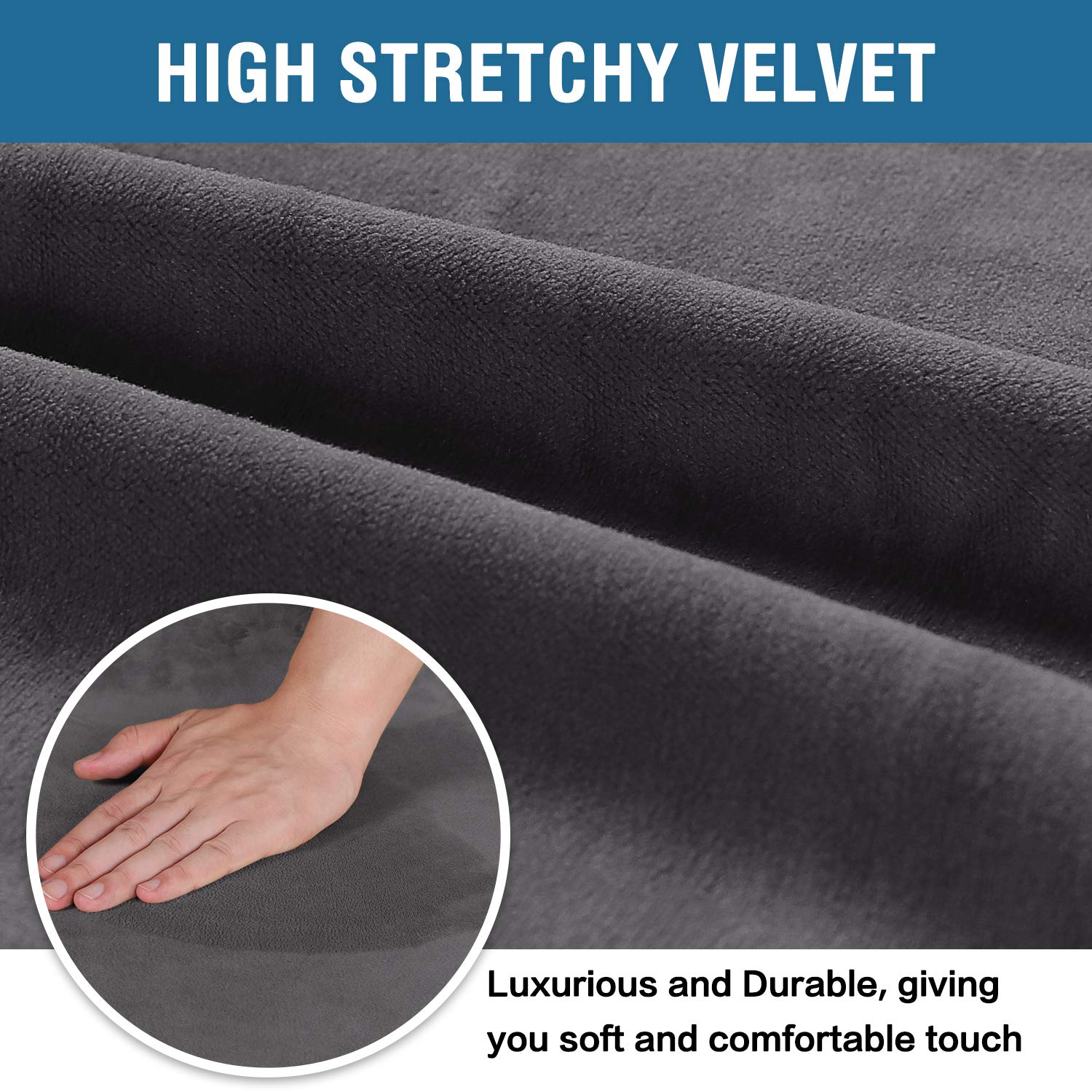 Stretch Velvet Dining Chair Covers Set of 6 - Washable Slipcovers for Home & Restaurant Use