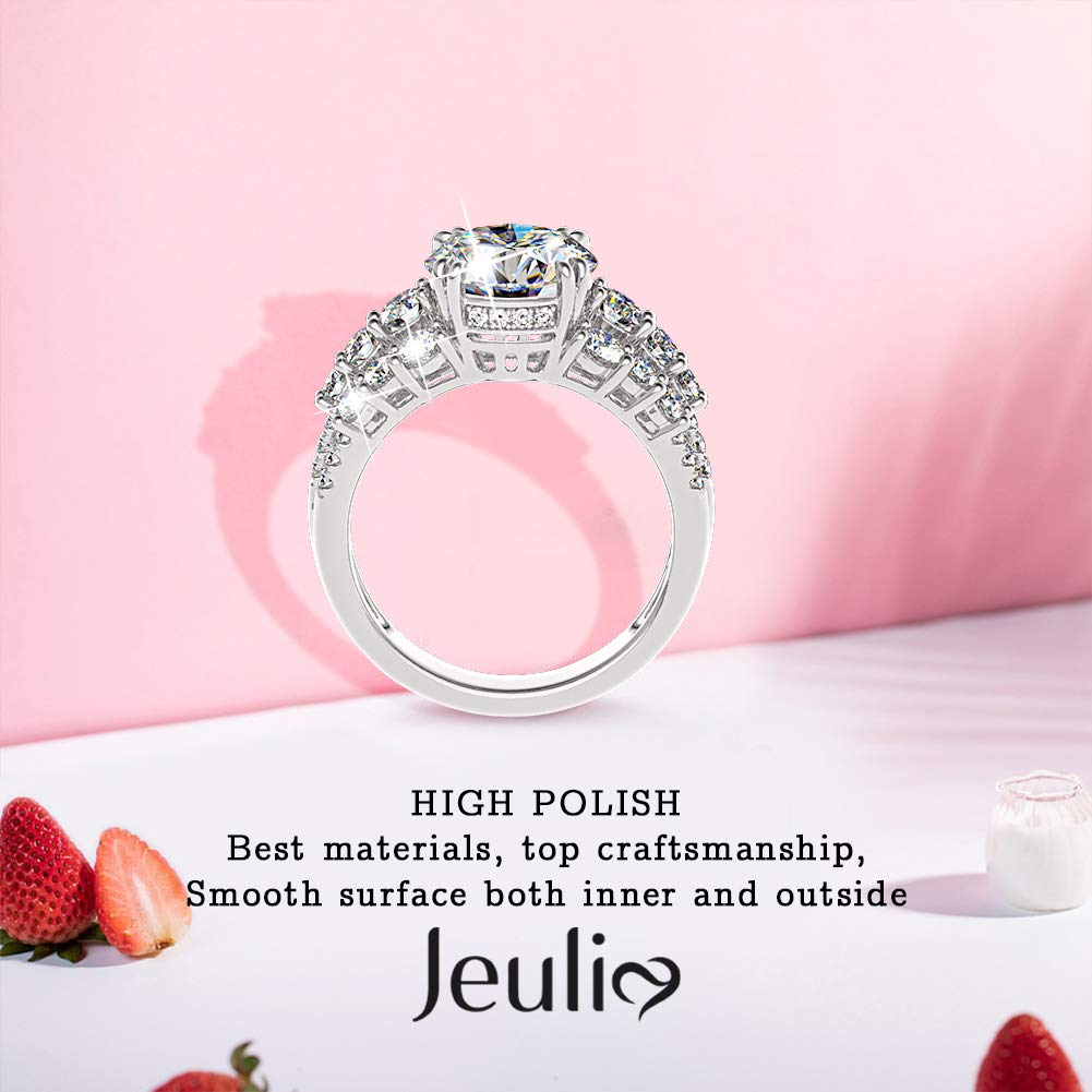 Jeulia 925 Sterling Silver Wedding & Engagement Rings for Women - 4.75ct Main Stone + 2.59ct Side Stones Bridal Set, Promise & Anniversary Rings | Perfect for Proposals, Weddings, Anniversaries & Special Occasions