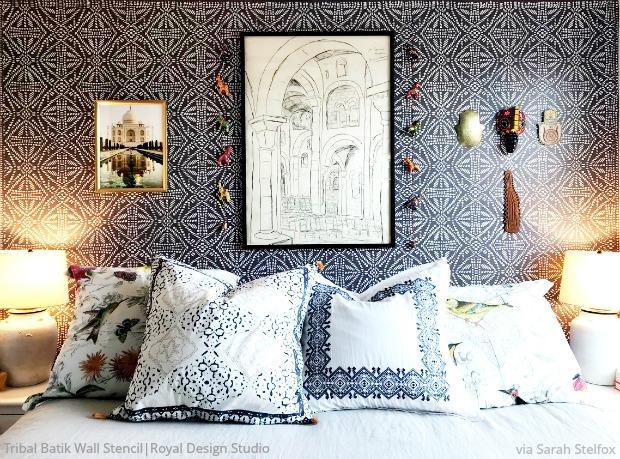 Tribal Batik Allover Wall Stencil - DIY Home Decor Stencil for Wall Painting, Furniture & Crafts | Perfect for Boho, Ethnic & Tropical Room Designs