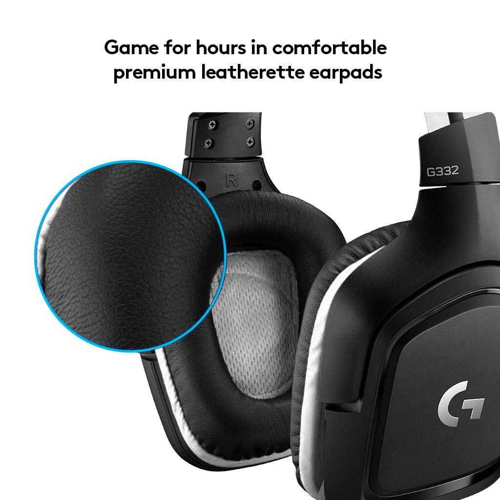 Logitech G332 Wired Gaming Headset Special Edition - Stereo Sound with 50mm Drivers, 3.5mm Jack, Flip-to-Mute Mic, Lightweight Design for PC, Mac, Xbox One, PS4, Nintendo Switch (White) - Perfect for Competitive Gaming, Streaming & Long Gaming Sessions