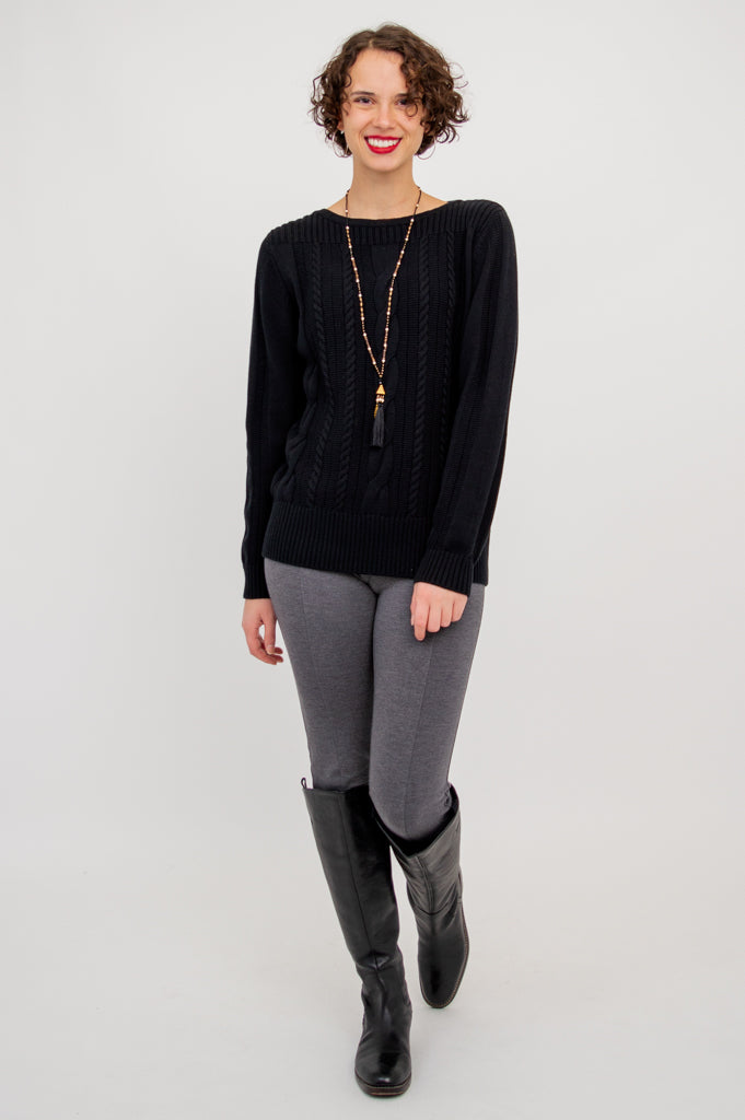 Stylish Cora Sweater for Women - Soft Cotton Knit Pullover in Classic Black | Perfect for Casual Outfits, Office Wear & Cozy Evenings