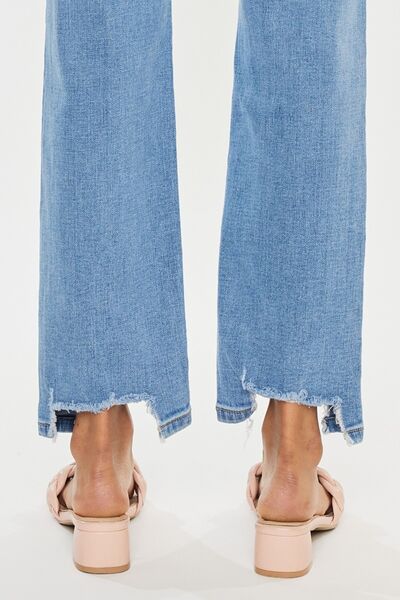 Kancan Women's High Waist Raw Hem Straight Leg Jeans - Trendy Denim Pants for Casual Outfits & Everyday Wear
