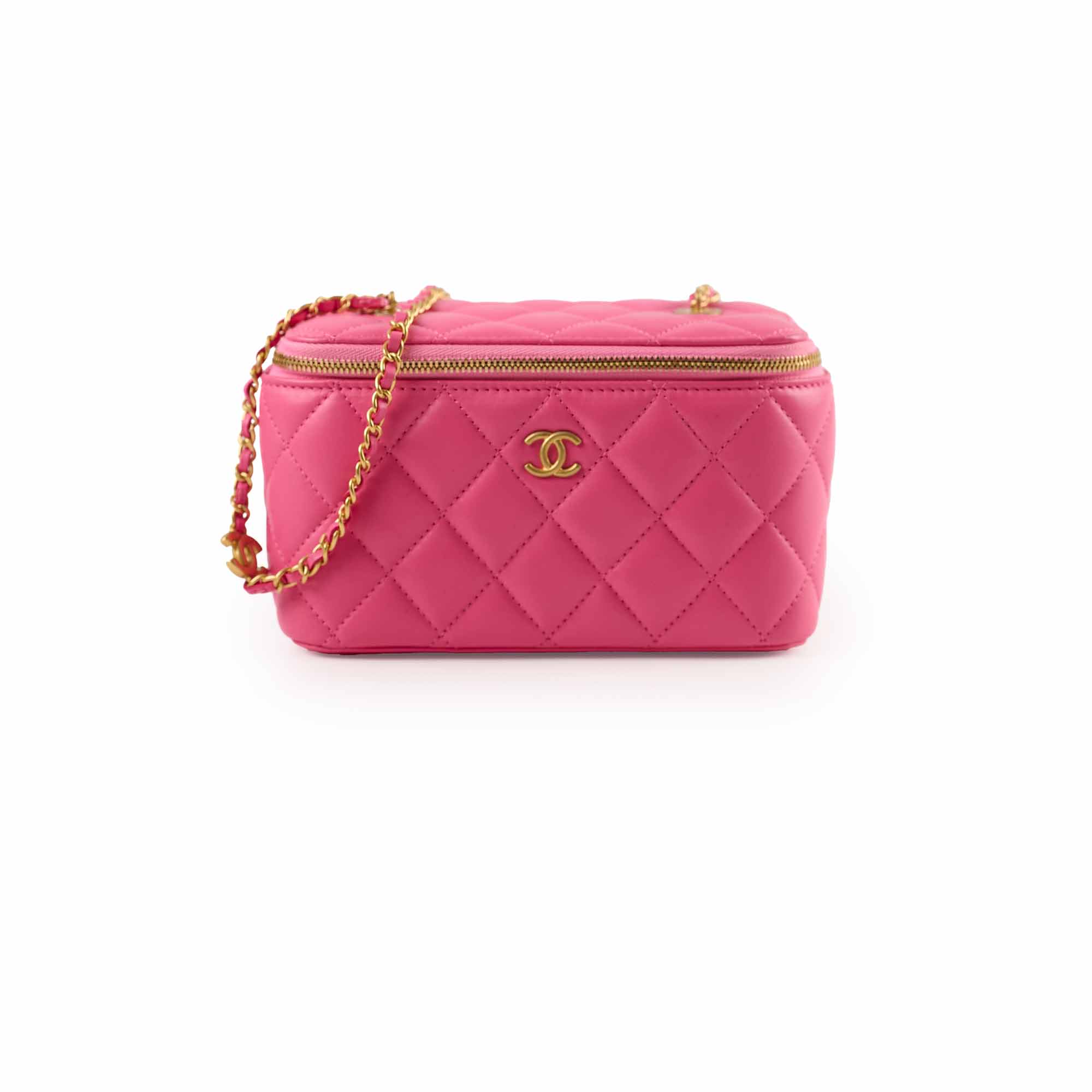 Chanel Pink Vanity Case with Coco Chain - Authentic Luxury Crossbody Bag with Microchip for Women | Perfect for Parties, Date Nights & Special Occasions