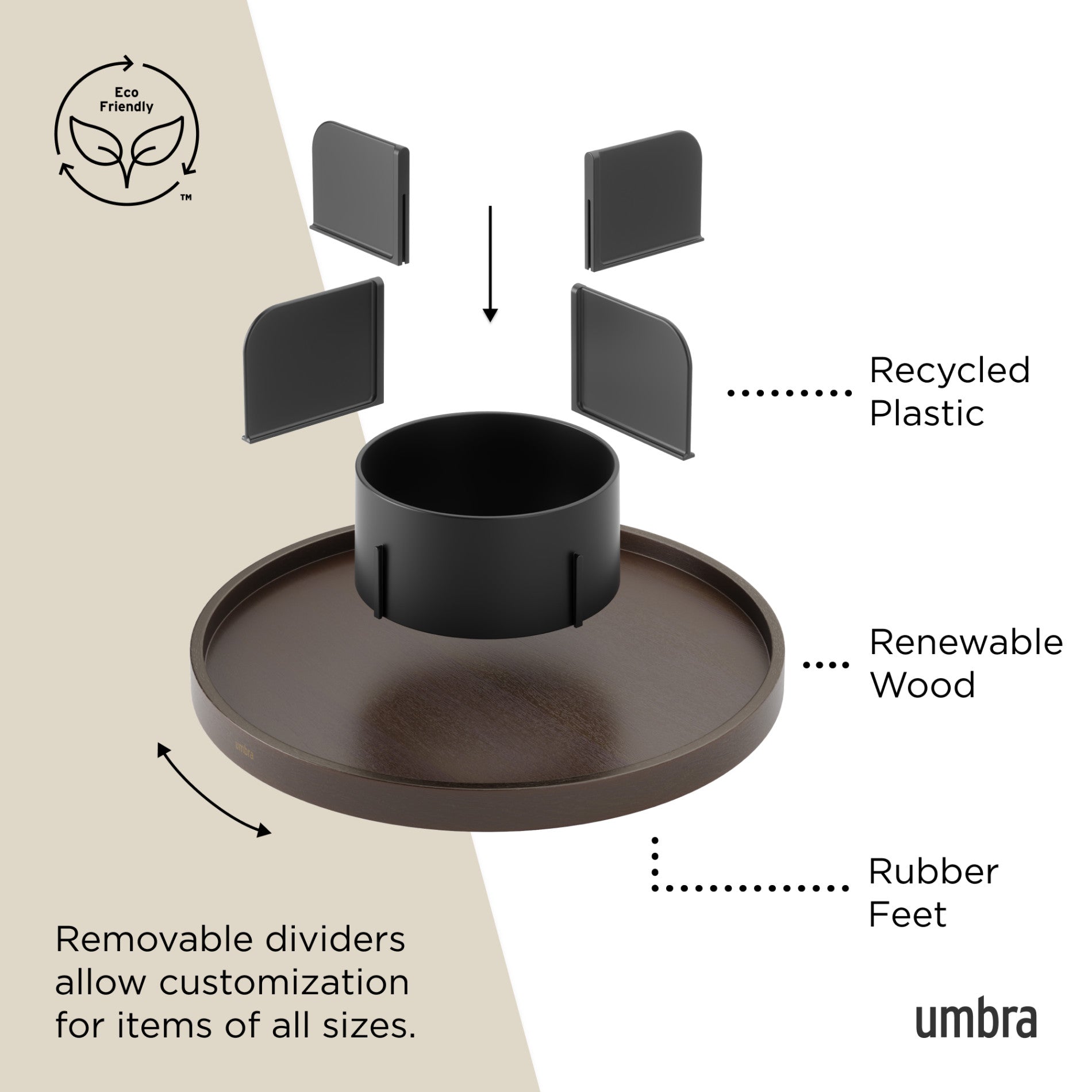 Bellwood Lazy Susan Turntable - 12 Inch Round Rotating Tray for Kitchen, Dining Table, Spice Organization - Perfect for Serving Food, Organizing Condiments & Decorating