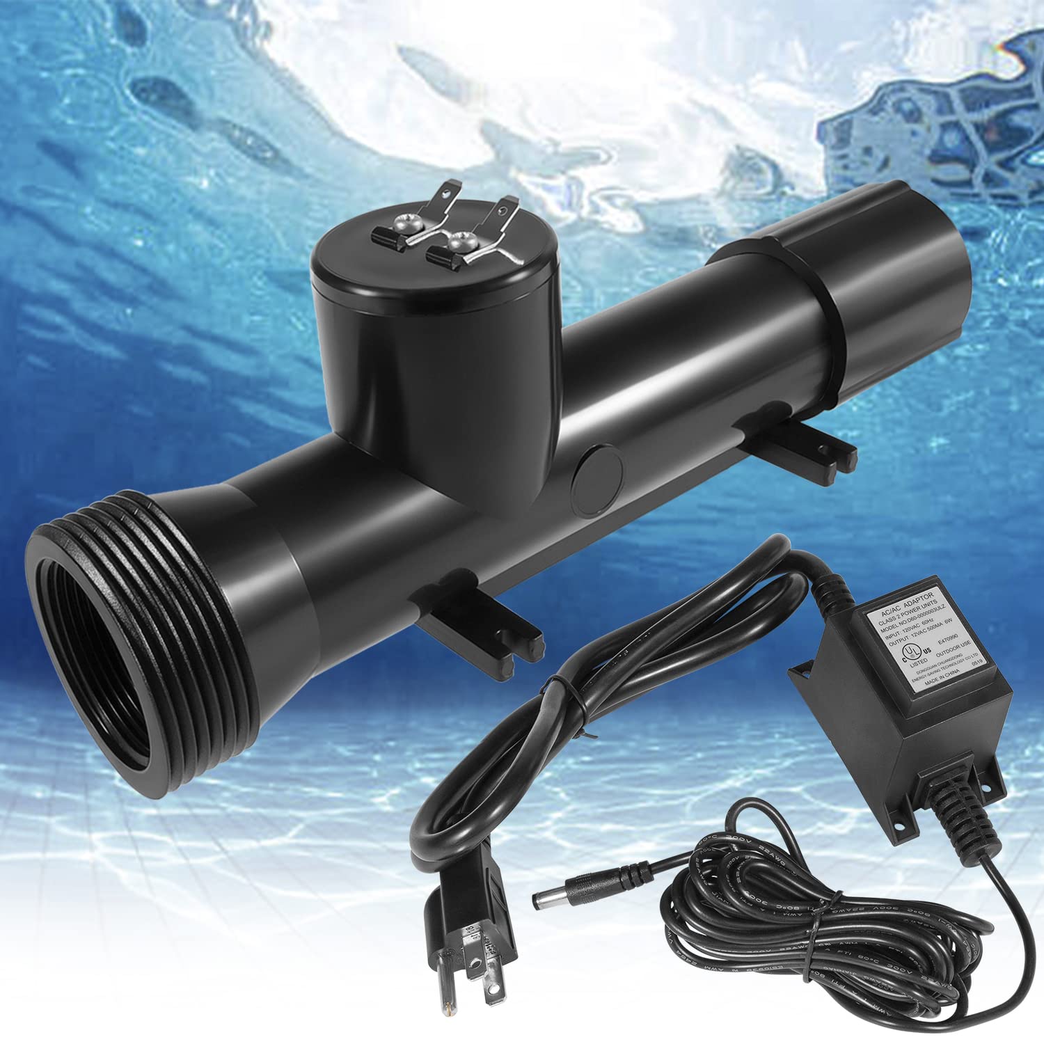 Sunluway 4CH4002-R Pool Cleaner Replacement Chamber & 460304 Ionizer Charging Cord Adapter with Transformer - Compatible with Hybrid Pool Treatment System for Inground & Above Ground Pools