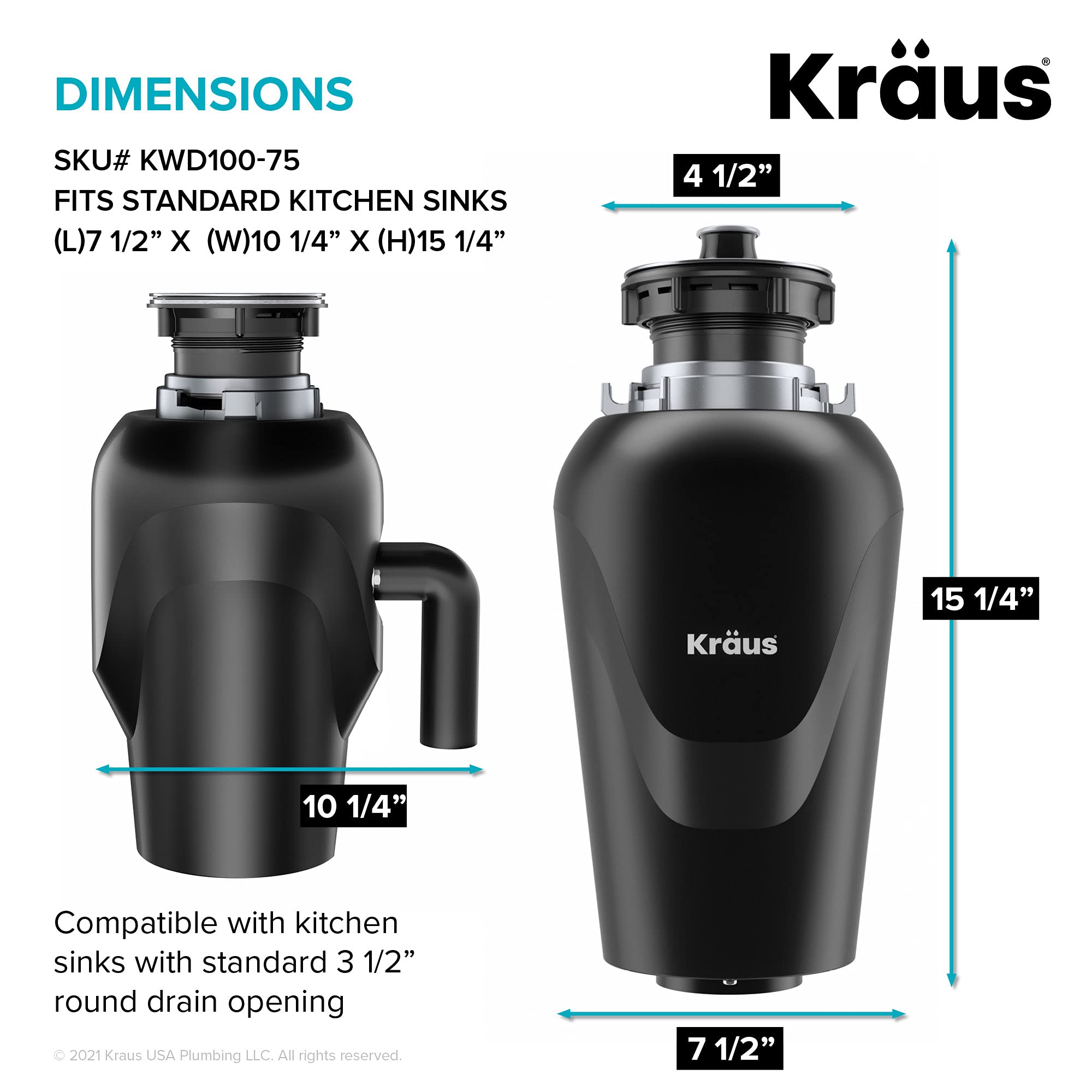 KRAUS Standart PRO™ 33-inch 16 Gauge Undermount Double Bowl Stainless Steel Kitchen Sink with WasteGuard™ Garbage Disposal - Durable 60/40 Design for Modern Kitchens (Model KHU103-33-100-75MB) | Perfect for Food Prep, Dishwashing & Entertaining