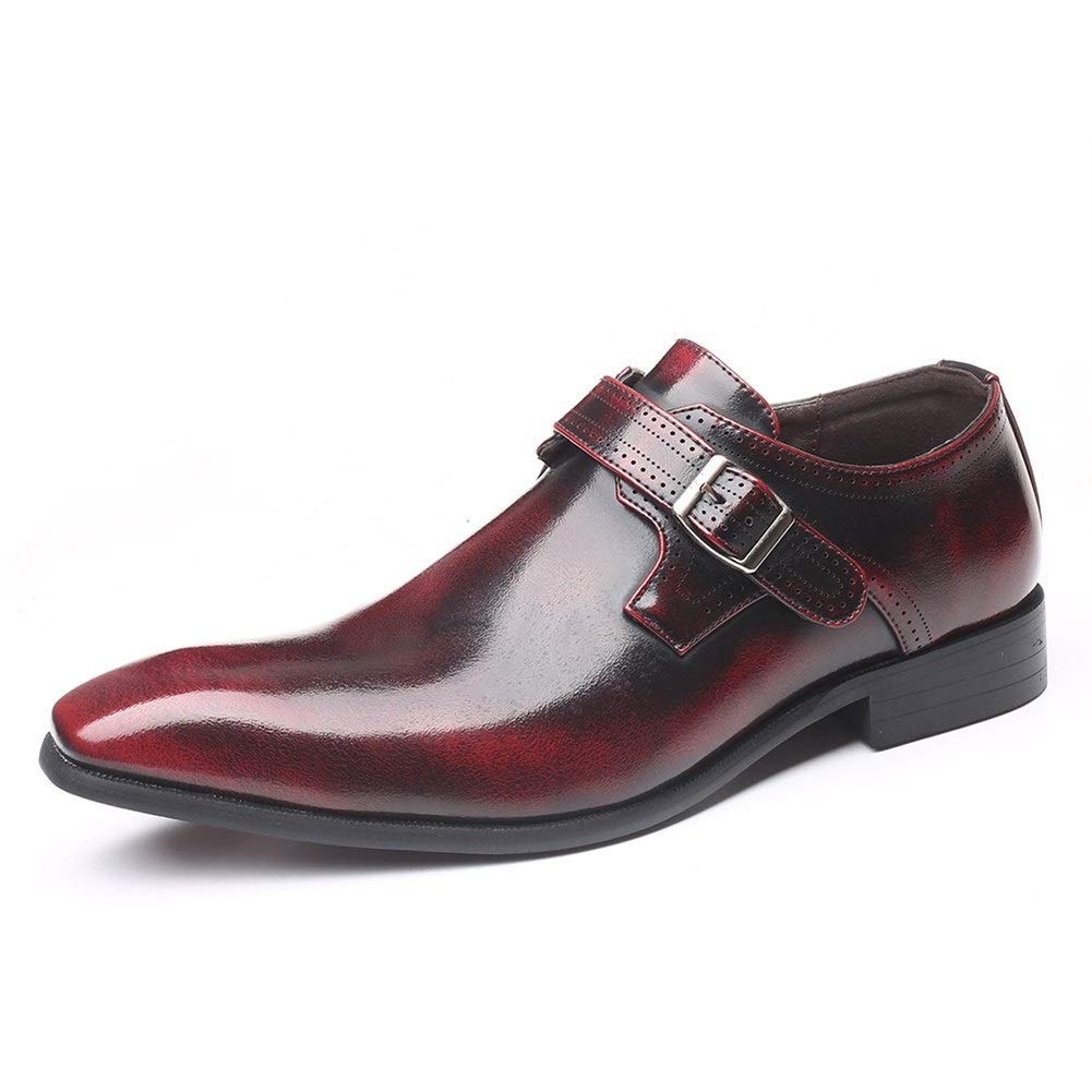 Men's Dress Shoes - Genuine & PU Leather Slip-On Monk Strap Formal Shoes | Non-Slip Block Heel for Office, Wedding & Business Casual Wear