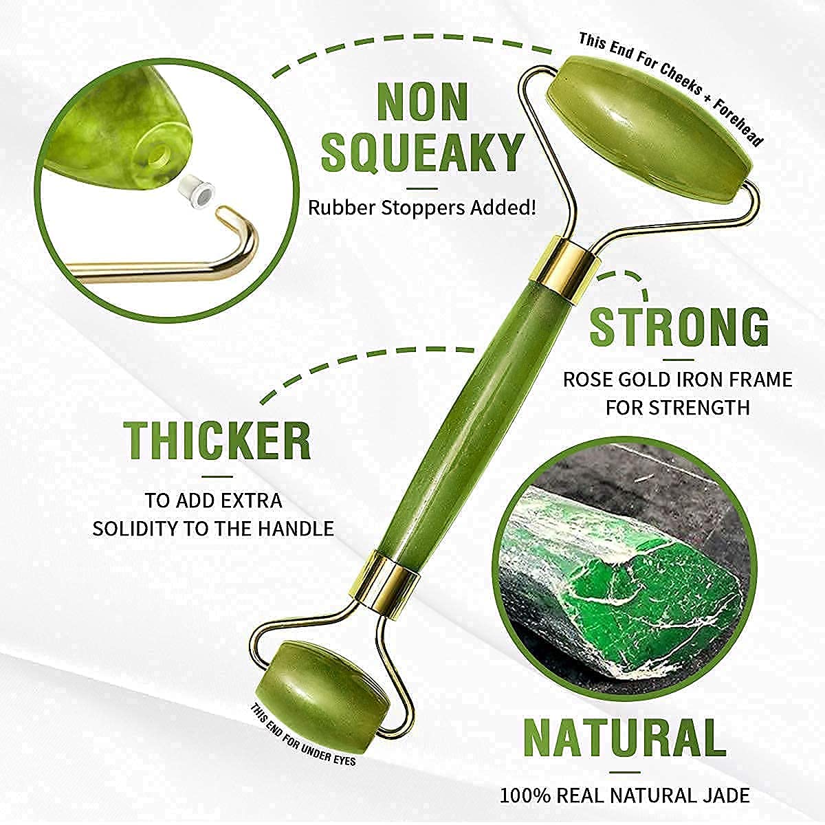 YUGMI SHOP Jade Roller & Gua Sha Set - Natural Jade Face Massager for Women, Anti-Wrinkle & Eye Treatment Roller, Dark Circle Relief - Perfect for Skincare Routine & Relaxing Facial Massage at Home