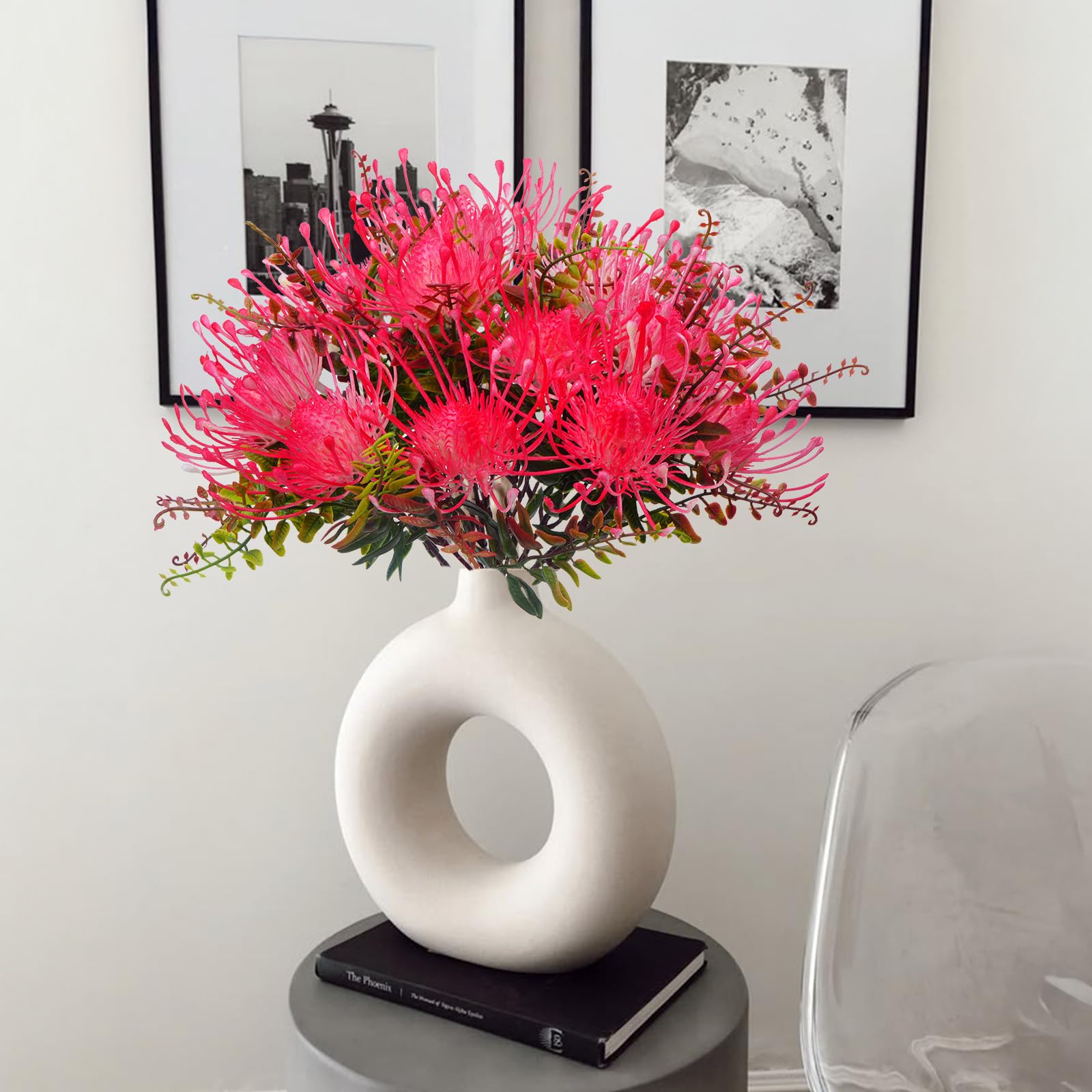 3pcs Artificial Tropical Chrysanthemum Flowers - Plastic Home Decor for Bathroom, Outdoor Wedding, Table Centerpieces (Hot Pink) - Perfect for Party Decorations, Garden Arrangements & DIY Crafts