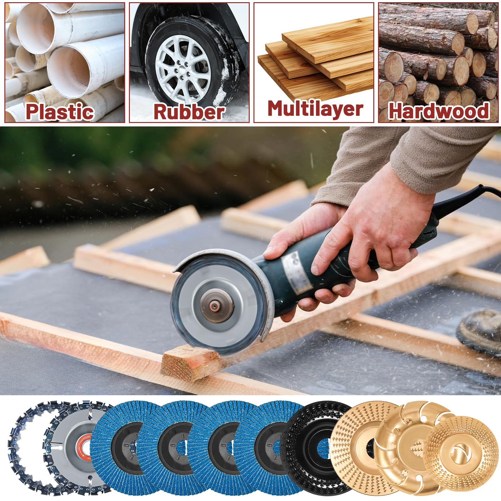 11PCS Wood Carving Disc Set for 4