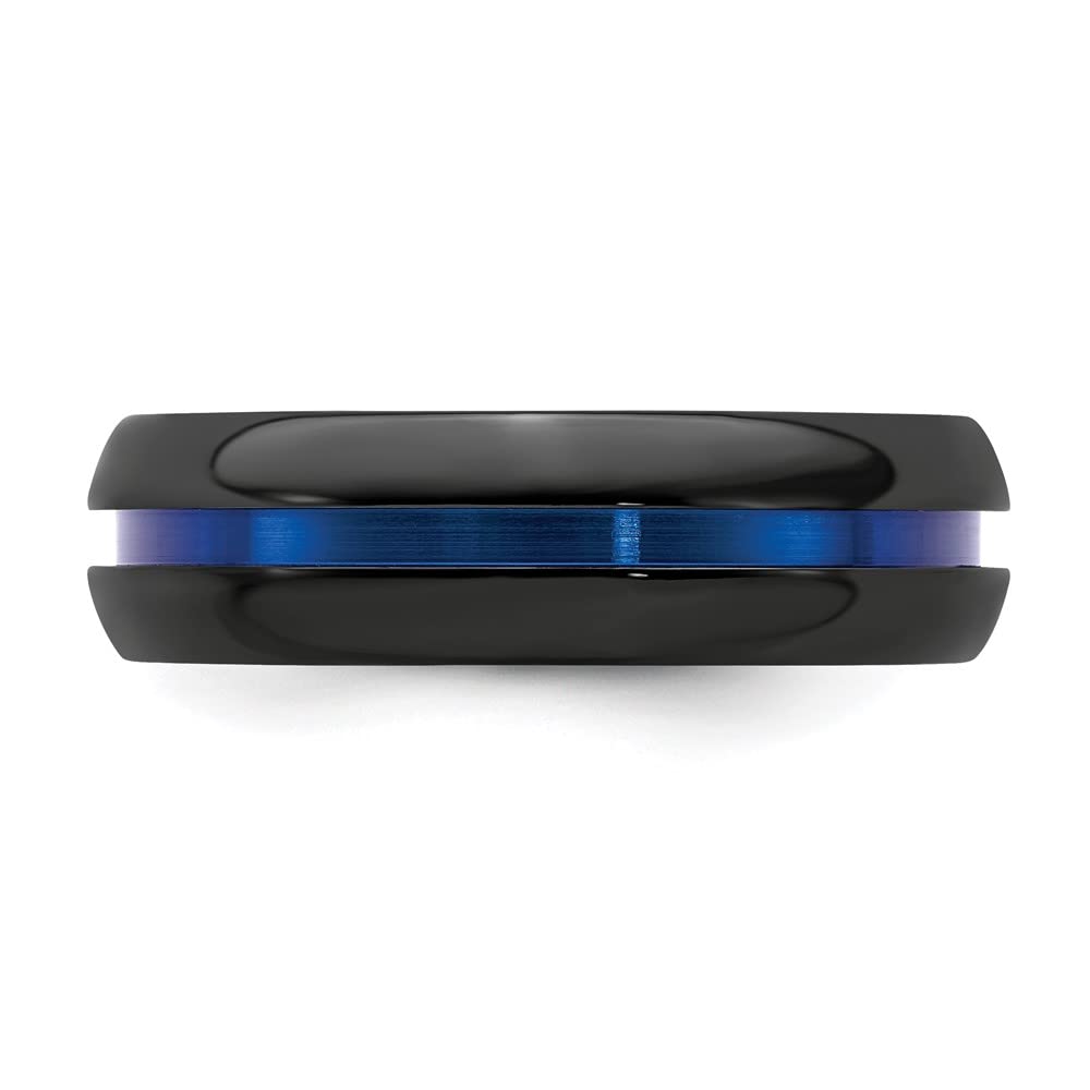 Men's Black Titanium Blue Anodized 7mm Wedding Band Ring - Durable Titanium Engagement Ring for Men, Perfect Gift for Husband, Boyfriend & Anniversary - Ideal for Proposals, Weddings & Everyday Wear