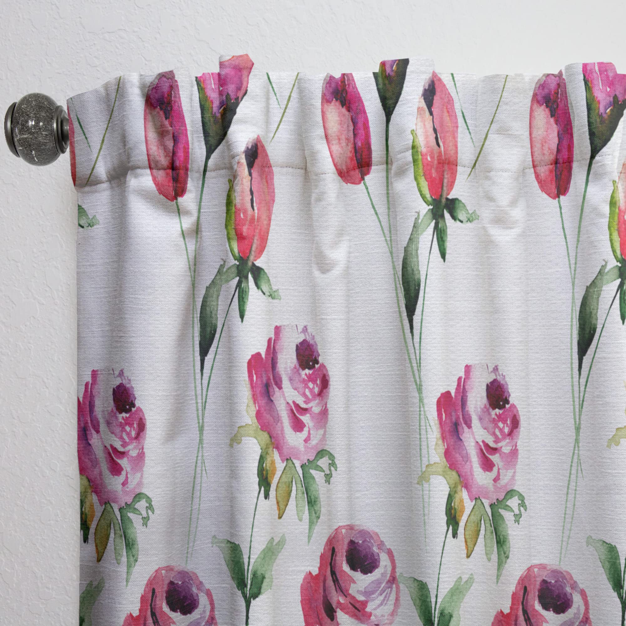 DesignQ Rose Floral Pattern Blackout Curtains - Thermal Insulated Single Panel (52x95 inches) for Bedroom & Living Room - Elegant Home Decor & Light Blocking Window Treatments