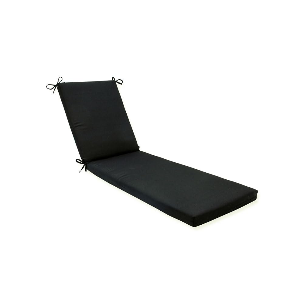 Pillow Perfect Fortress Solid Black Indoor/Outdoor Chaise Lounge Cushion 80