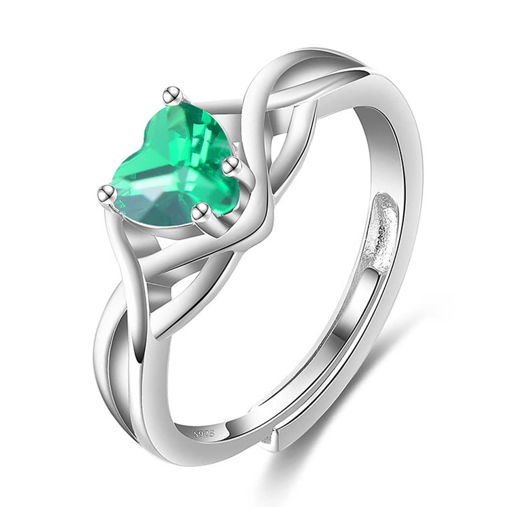 Yeonsimes Love Rings for Women - 925 Silver Pink Corundum/Nano Green/Blue Spinel Adjustable Opening Wedding, Engagement, Eternity & Promise Rings - Perfect for Proposals, Anniversaries & Special Occasions