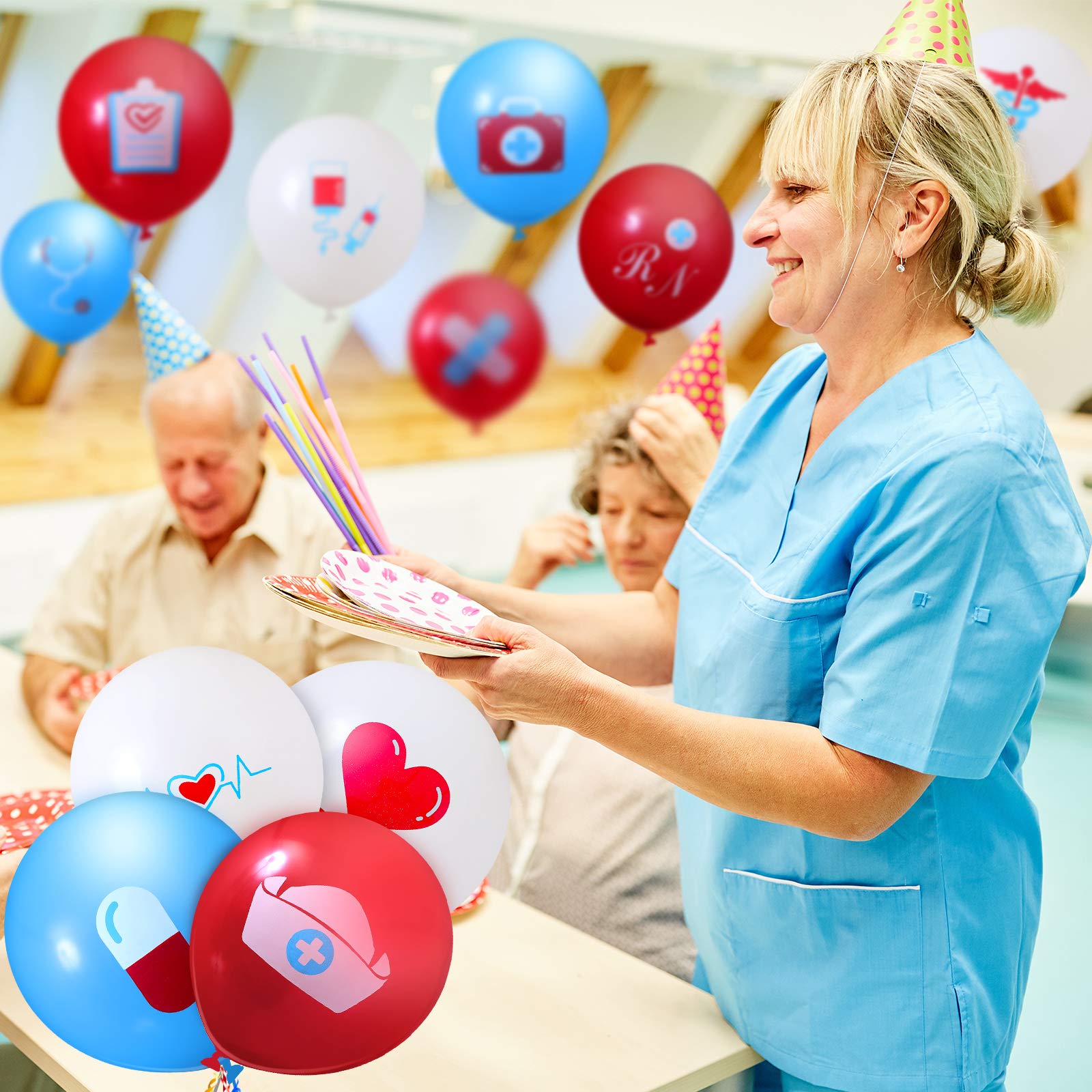 60 Pieces Nurse Balloons - Latex Nursing Graduation Party Decorations for RN Themed Events, Baby Showers & Healthcare Celebrations