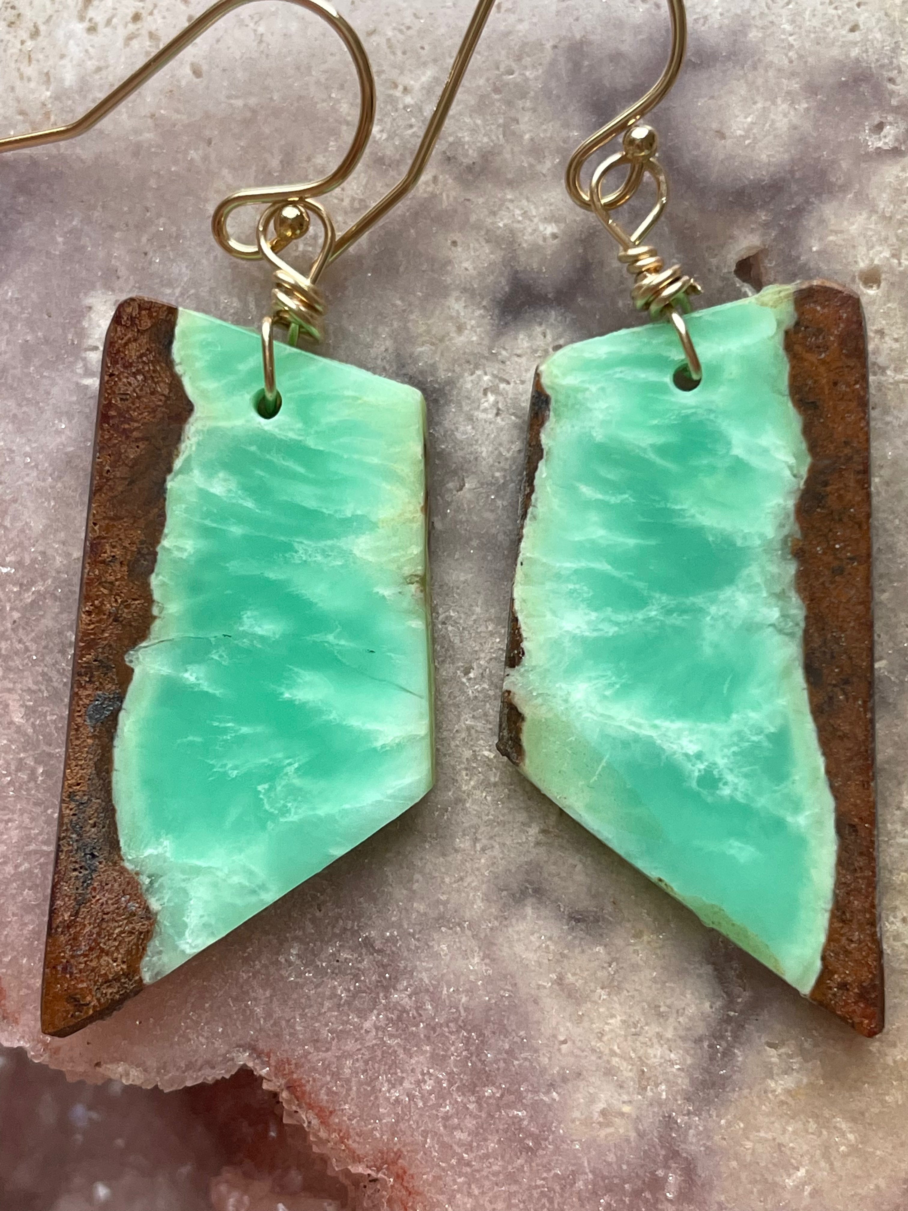 Chrysoprase Statement Earrings - 14K Gold Filled Dangle Earrings for Women | Elegant Jewelry Gift for Birthday, Anniversary & Special Occasions