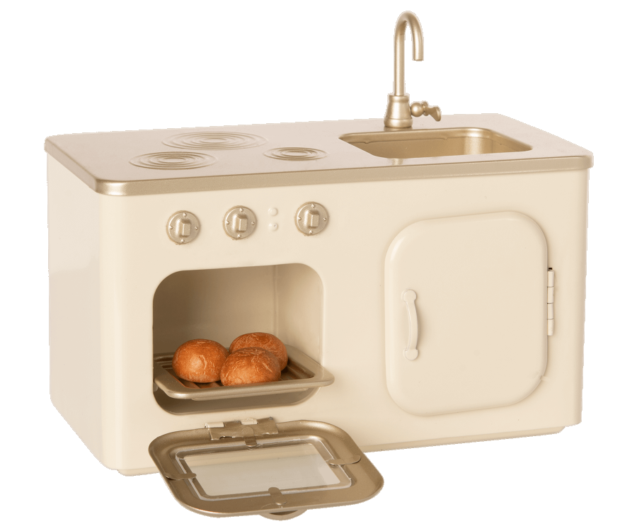 Maileg Miniature Kitchen Playset - Tiny Wooden Dollhouse Kitchen Toys for Kids | Pretend Play, Doll Accessories, Gift for Girls & Boys