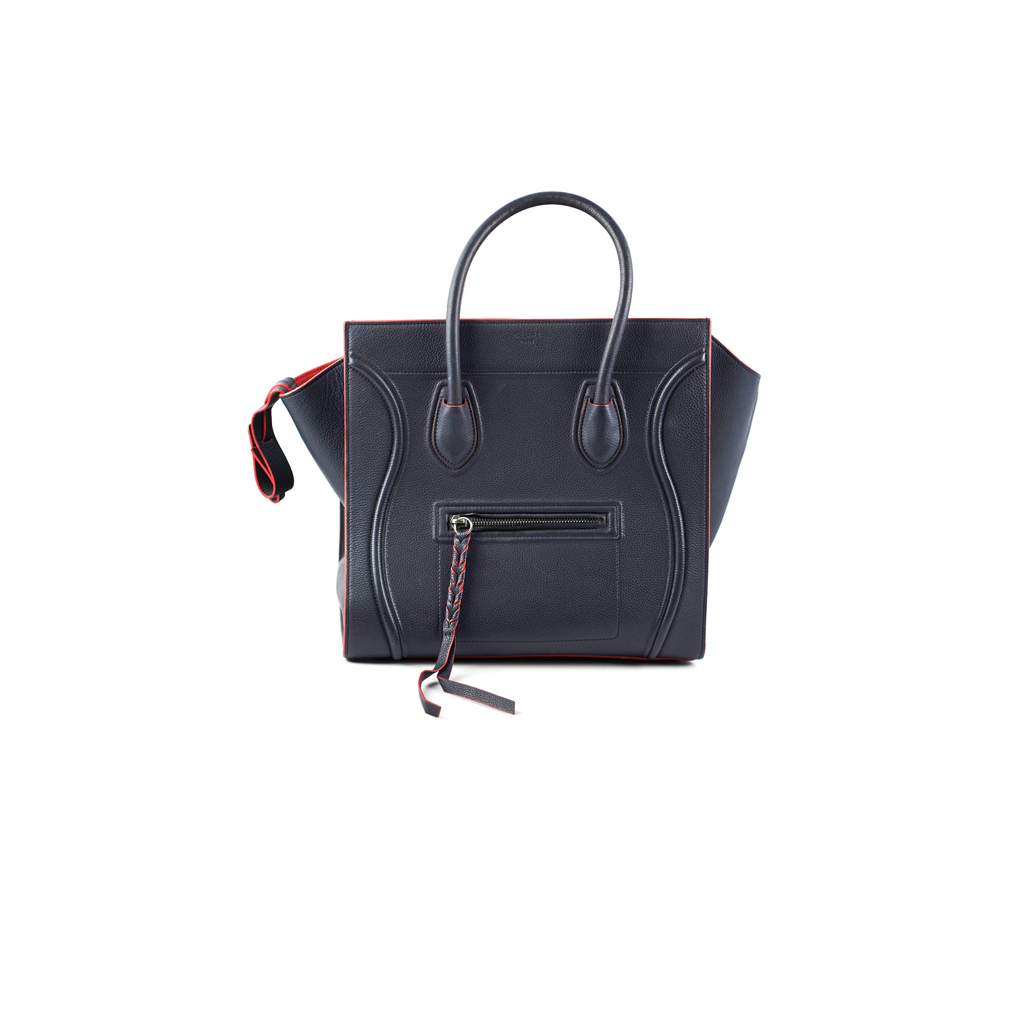 Celine Medium Trapeze Navy Blue Leather Tote Bag for Women - Stylish Handbag for Work, Travel & Everyday Use