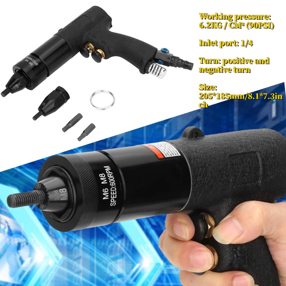 Pneumatic Rivet Gun, Air Rivet Nut Tool, Automatic Riveting Gun for Metal Plates (M6/M8-Kp-739A) - Perfect for Automotive Repair, Metal Fabrication, and DIY Projects