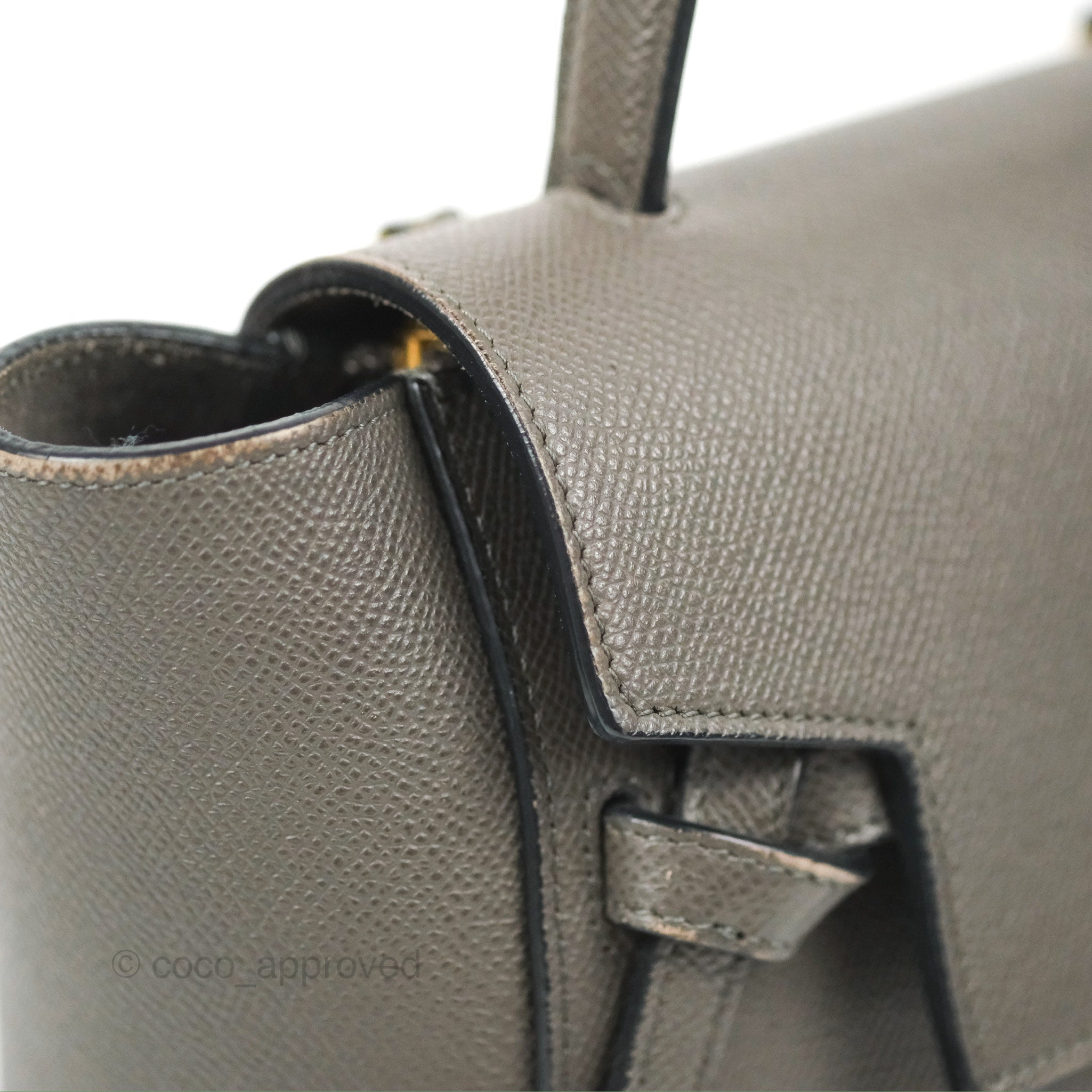 Celine Nano Belt Bag in Grey Grained Calfskin with Gold Hardware - Luxury Crossbody Bag for Women, Perfect for Work, Travel & Everyday Use