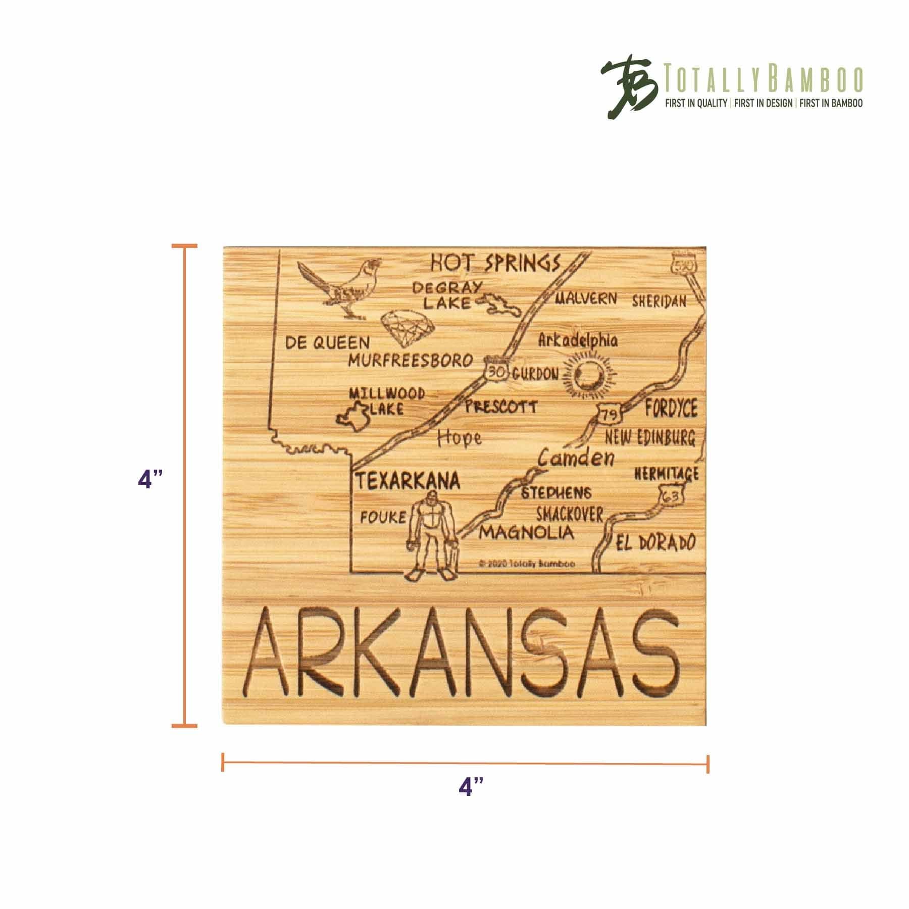 4-Piece Arkansas Puzzle Coaster Set with Storage Case - Unique State-Shaped Drink Coasters for Home, Office, or Bar Decor