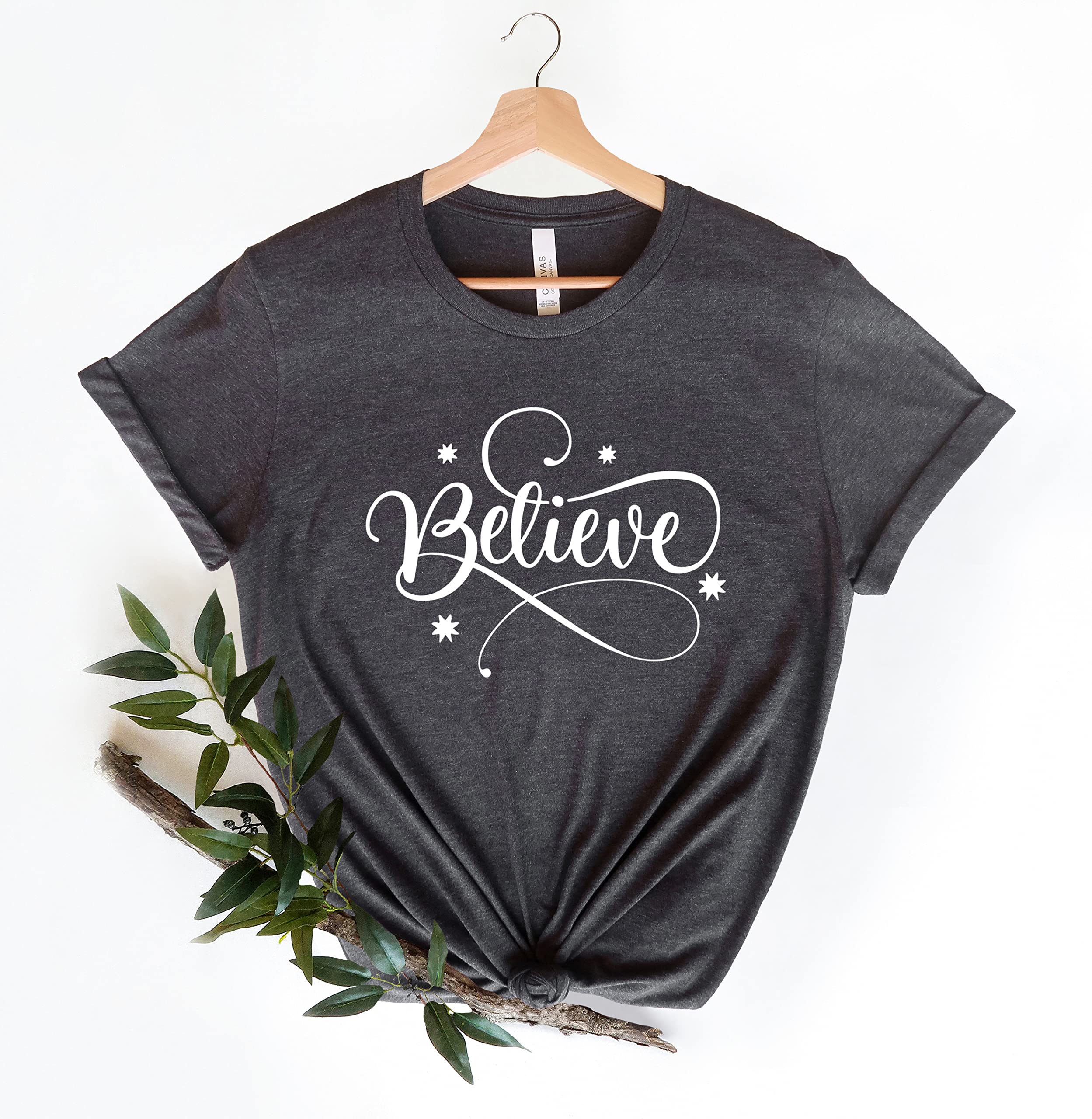 Christmas Believe T-Shirt - Festive Holiday Family Matching Shirts for Christmas Gifts & Holiday Presents | Perfect for Family Photos, Christmas Parties & Holiday Gatherings