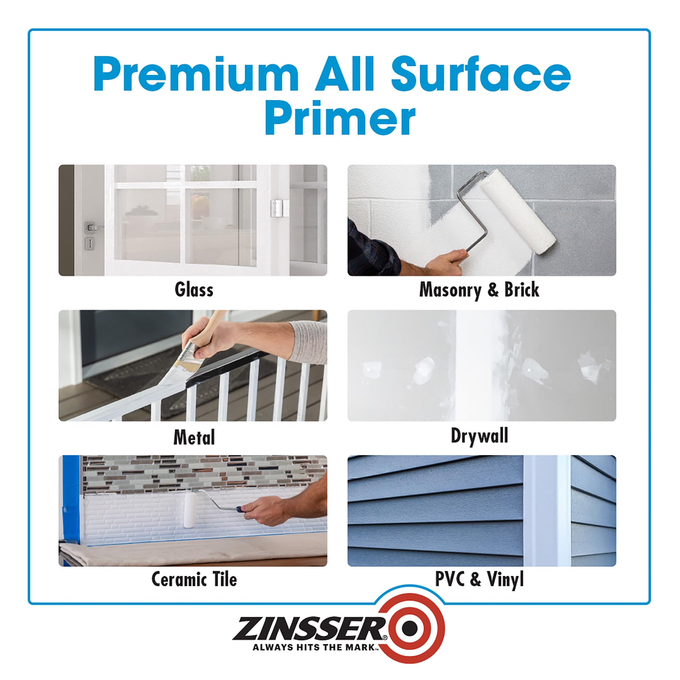 Rust-Oleum ZINSSER 1 qt 02004 White Bulls Eye 1-2-3 Water-Based Stain Blocking Primer & Sealer – Perfect for Walls, Ceilings, Wood & Metal Surfaces – Ideal for Home Renovation & DIY Projects