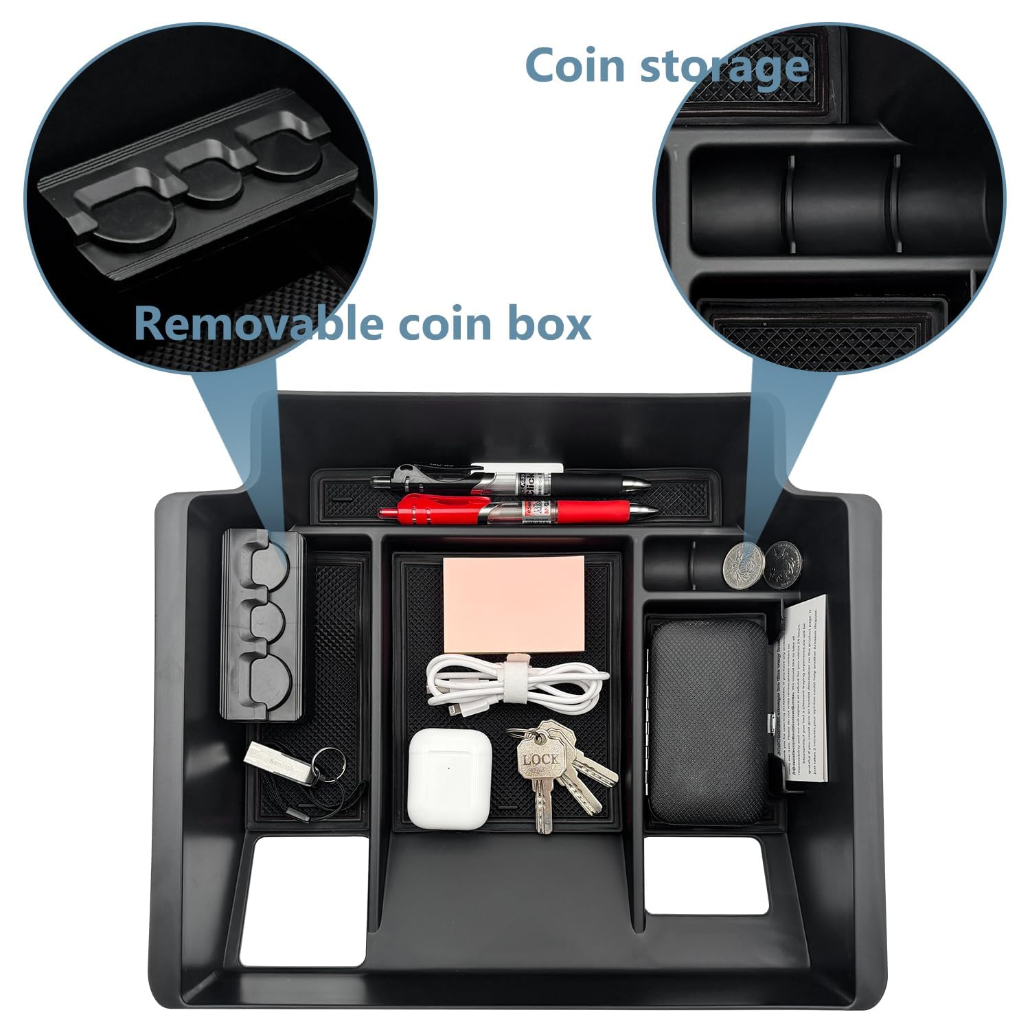 GMC Sierra & Chevy Silverado Center Console Organizer with Wireless Charger - Compatible with 2023-2025 1500, 2024-2025 2500HD/3500HD Models (Bucket Seats Only) - Perfect for Road Trips, Commuting & Truck Organization