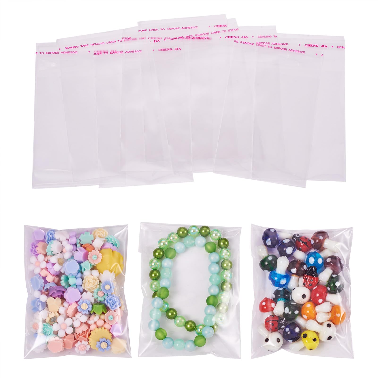 1000pcs 3.74x2.76inch Clear Resealable Plastic Bags - OPP Cellophane Self-Adhesive Poly Bags for Bakery, Candy, Soap, Cookies, Chocolate Packaging (95x70mm) | Perfect for Food Storage, Gift Wrapping & Small Item Organization