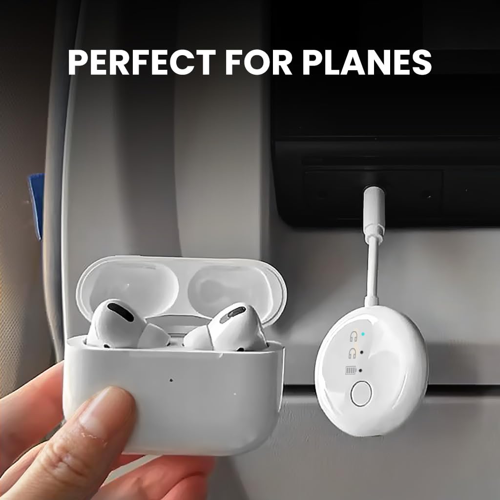 Avantree SoundJet R1 - Bluetooth 5.3 Airplane Audio Adapter for Dual AirPods/Headphones | 20-Hour Battery | Wireless Transmitter for Flights, Travel, Gym, TV & Tablet | Perfect for In-Flight Entertainment & Workouts