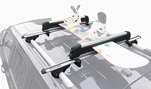 BRIGHTLINES Crossbars & Ski Rack for 6 Skis 4 Snowboards - Compatible with 2001-2014 VW Jetta Wagon - Heavy Duty Roof Rack for Winter Sports & Outdoor Adventures