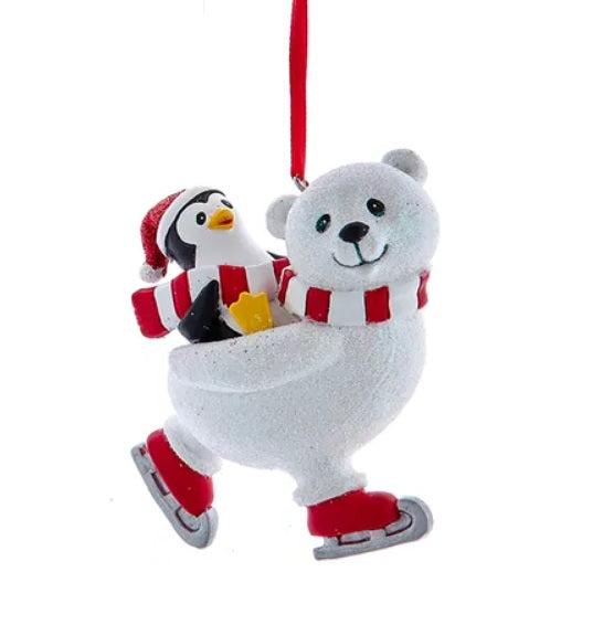 3.5 Inch Polar Bear with Penguin Christmas Ornament - Festive Holiday Decor for Tree, Gift, and Home Decoration