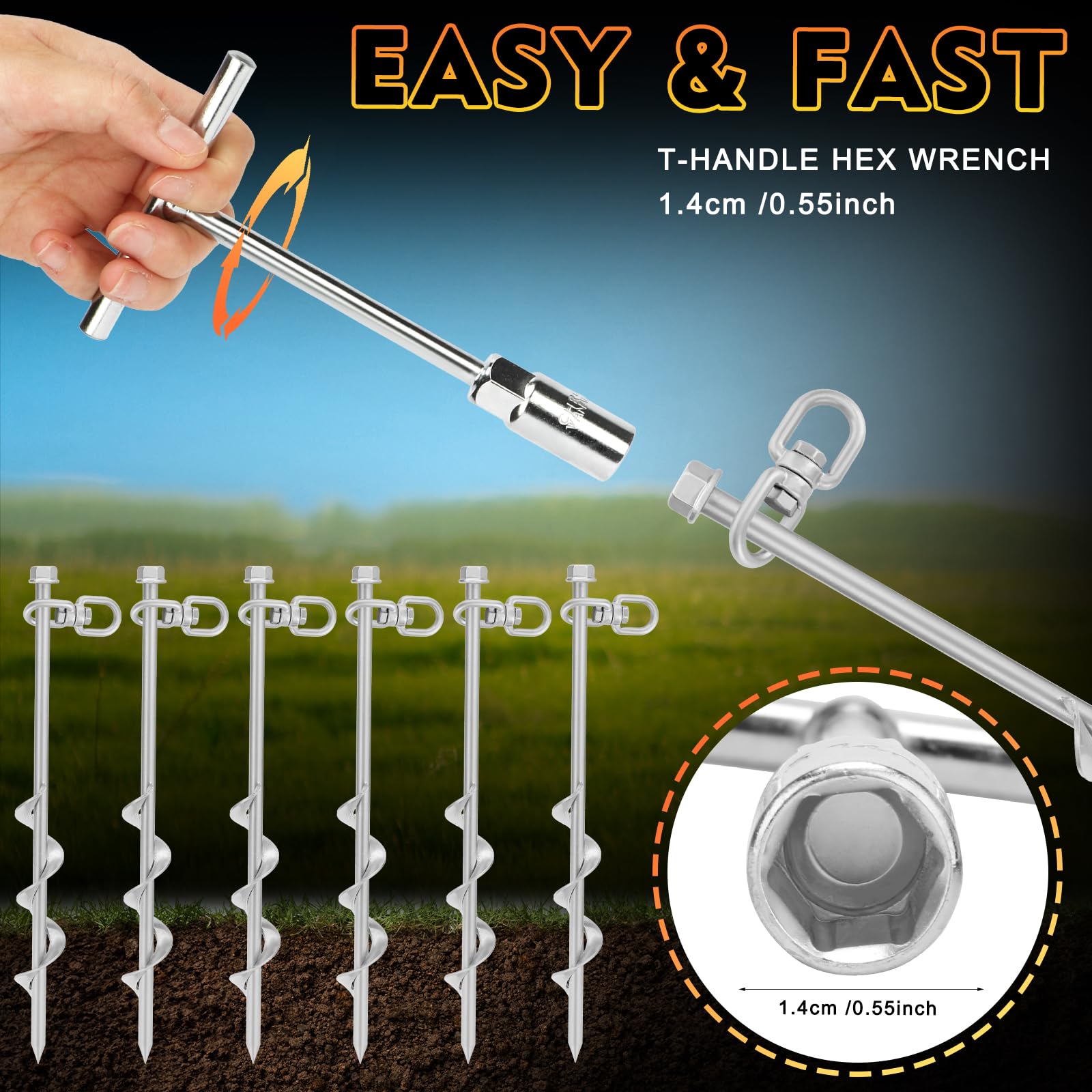 6 Pcs Heavy Duty 12