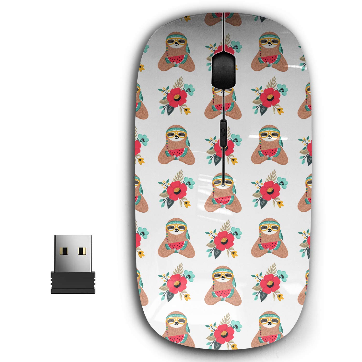 2.4G Ergonomic Wireless Mouse with Nano Receiver for PC, Laptop, Notebook - Cute Baby Sloth Design, Perfect for Home, Office, and Travel Use