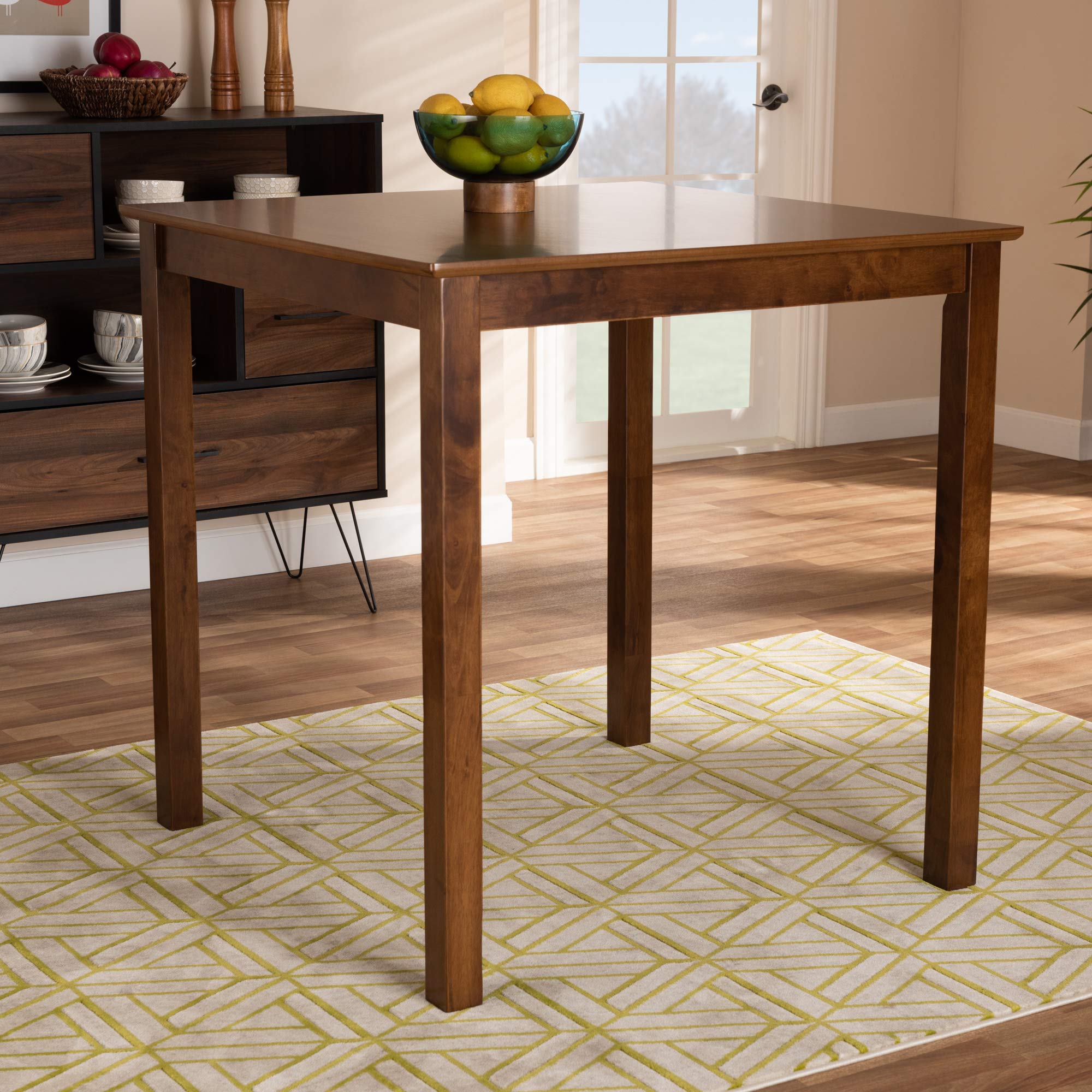 Baxton Studio Pub Table - 24 Inch Round Bar Height Table in Walnut Finish - Perfect for Kitchen, Dining Room, or Outdoor Entertaining