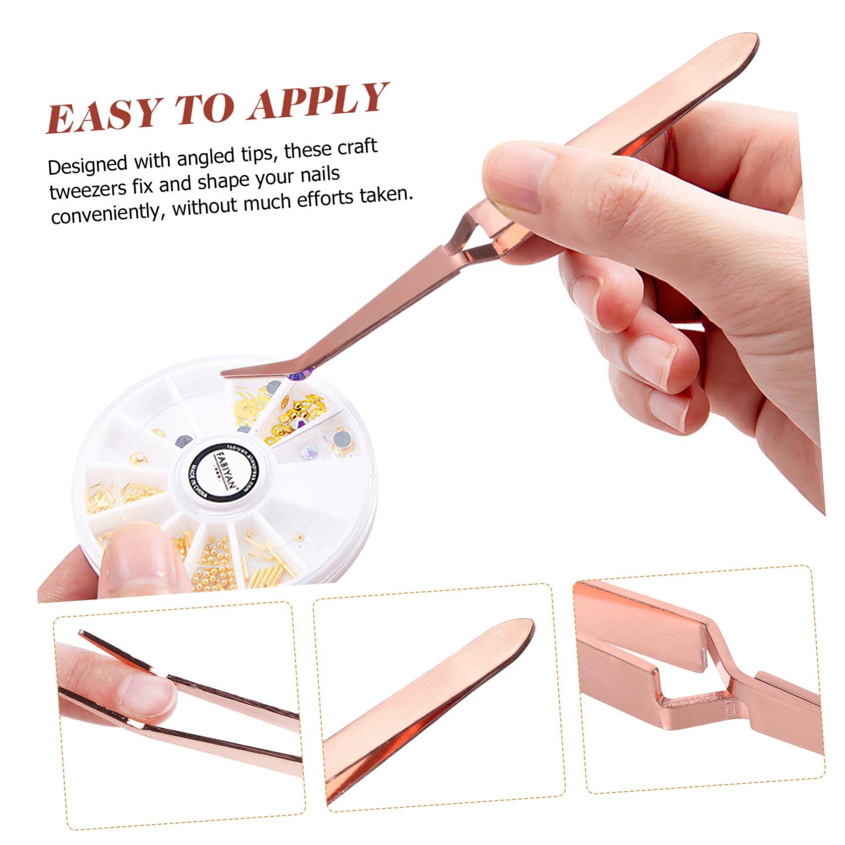 FOMIYES 8-Piece Stainless Steel Nail Art Tweezers Set for Manicure & Pedicure - Fake Nail Clippers, Rhinestone Applicators, Cuticle Trimmer - Perfect for Salon, Home Nail Care & DIY Nail Designs