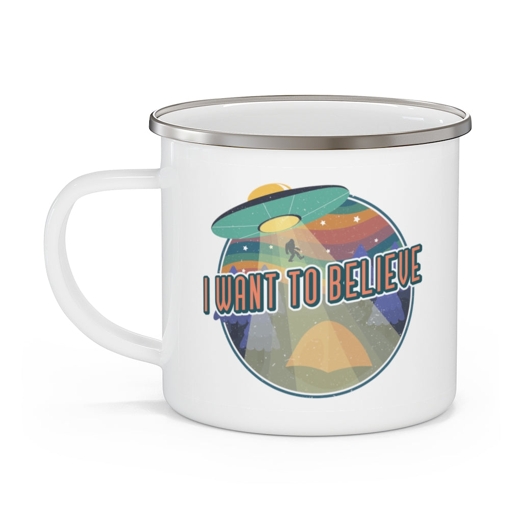Alien 'I Want to Believe' Funny Camping Mug - Insulated Travel Coffee & Tea Cup for Outdoor Adventures, Hiking & Road Trips