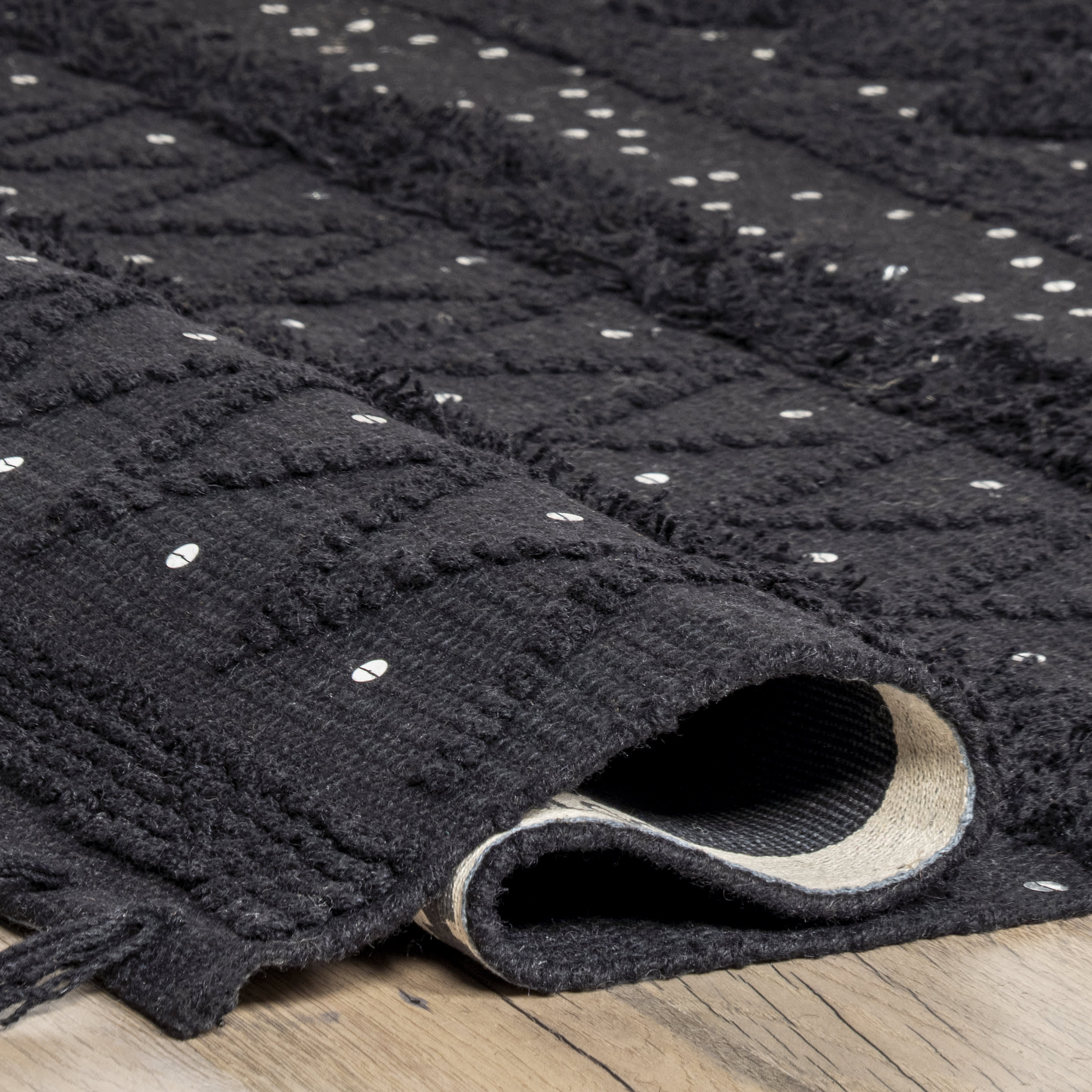 Premium Chandy Textured Wool Rug - Soft & Durable Black Area Rug for Living Room, Bedroom & Home Decor | Cozy & Stylish Floor Covering