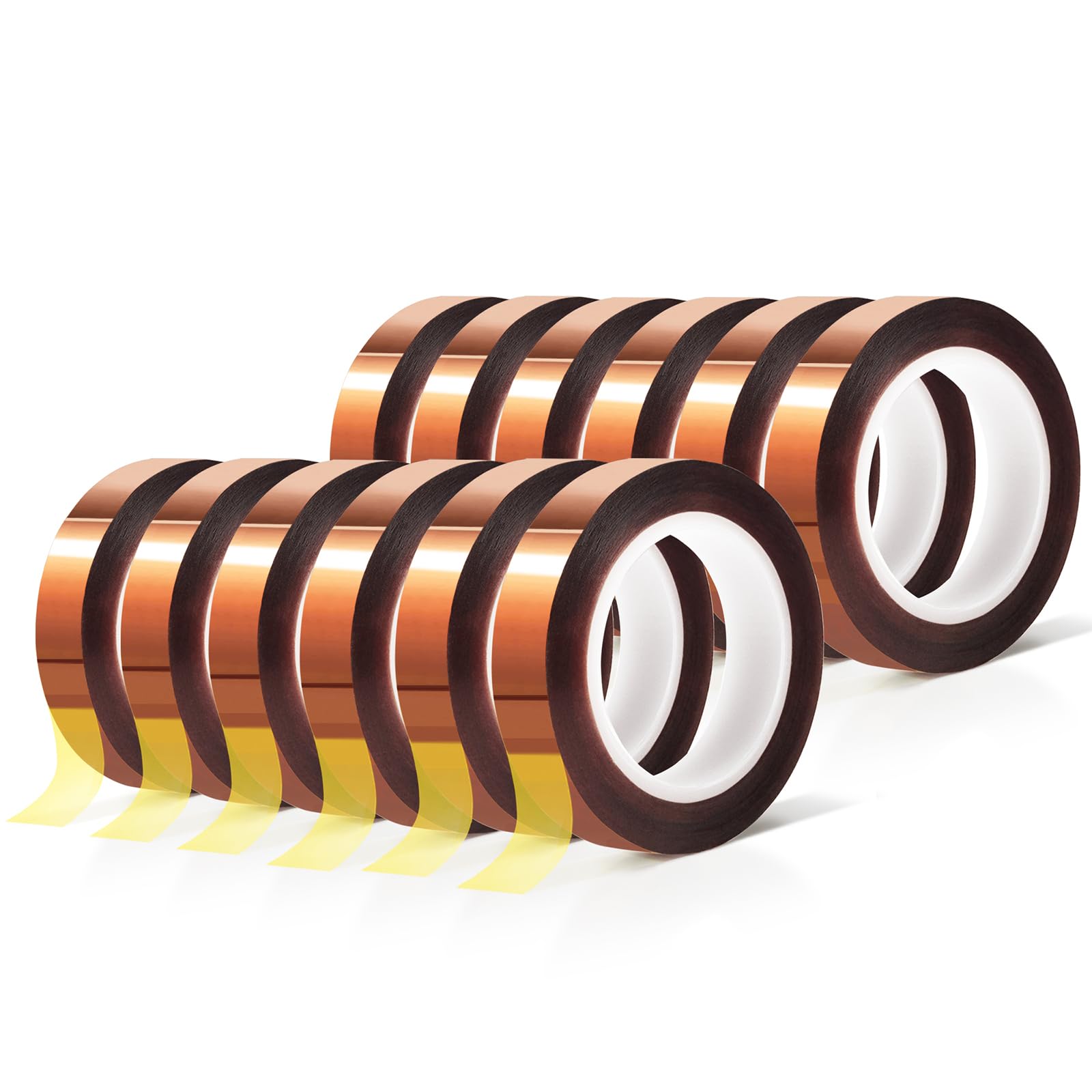 12 Rolls 10mm x 16m (52FT) High Temperature Heat Resistant Tape - No Residue Heat Transfer Tape for Sublimation Press, Vinyl, DIY Crafts & T-Shirt Printing | Perfect for Heat Press Machines & Fabric Projects
