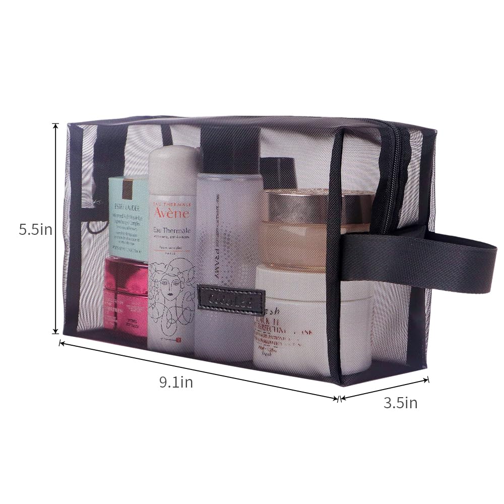 Stylish Travel Cosmetic Bag Set - 3/4 Piece Black Waterproof Makeup Organizer for Women & Men | Perfect for Business Trips, Gym, Vacation & Daily Use | Includes Zippered Rectangle Pouch & Toiletry Cases