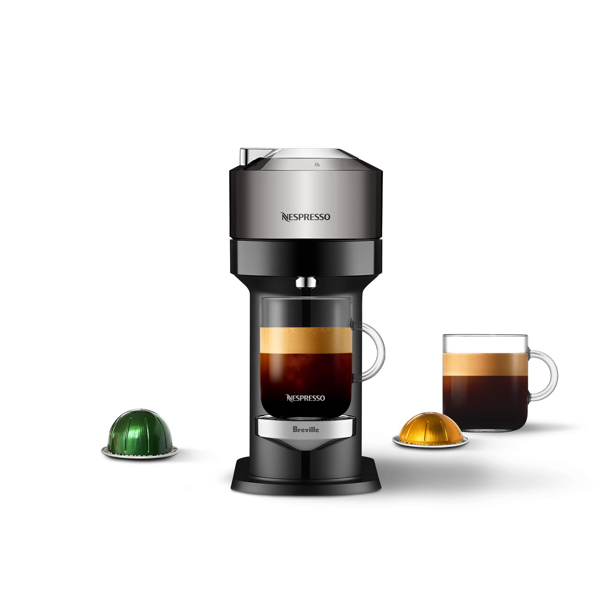 Nespresso Vertuo Next Coffee and Espresso Machine by Breville - Dark Chrome | Single-Serve Pod Brewer for Home & Office | Perfect for Espresso, Coffee & Latte Lovers